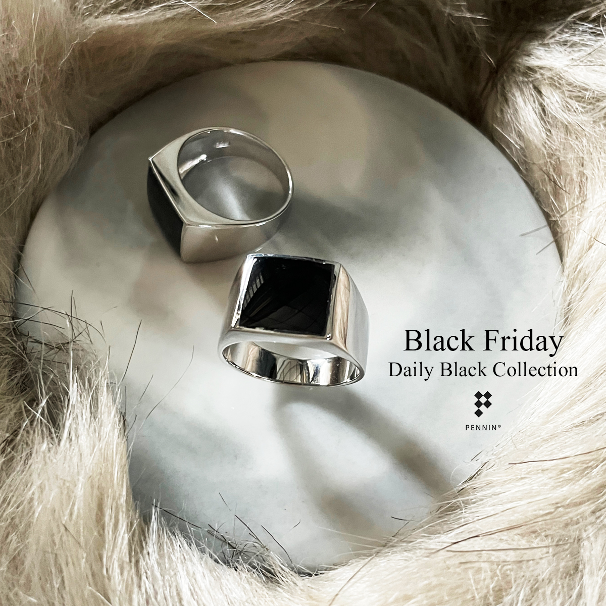 แหวนนิล Black Friday : Square II หน้าสี่เหลี่ยมจตุรัส 13mm เงินแท้ ชุบทองขาว เสริมโชคลาภ เท่ มีสไตล์