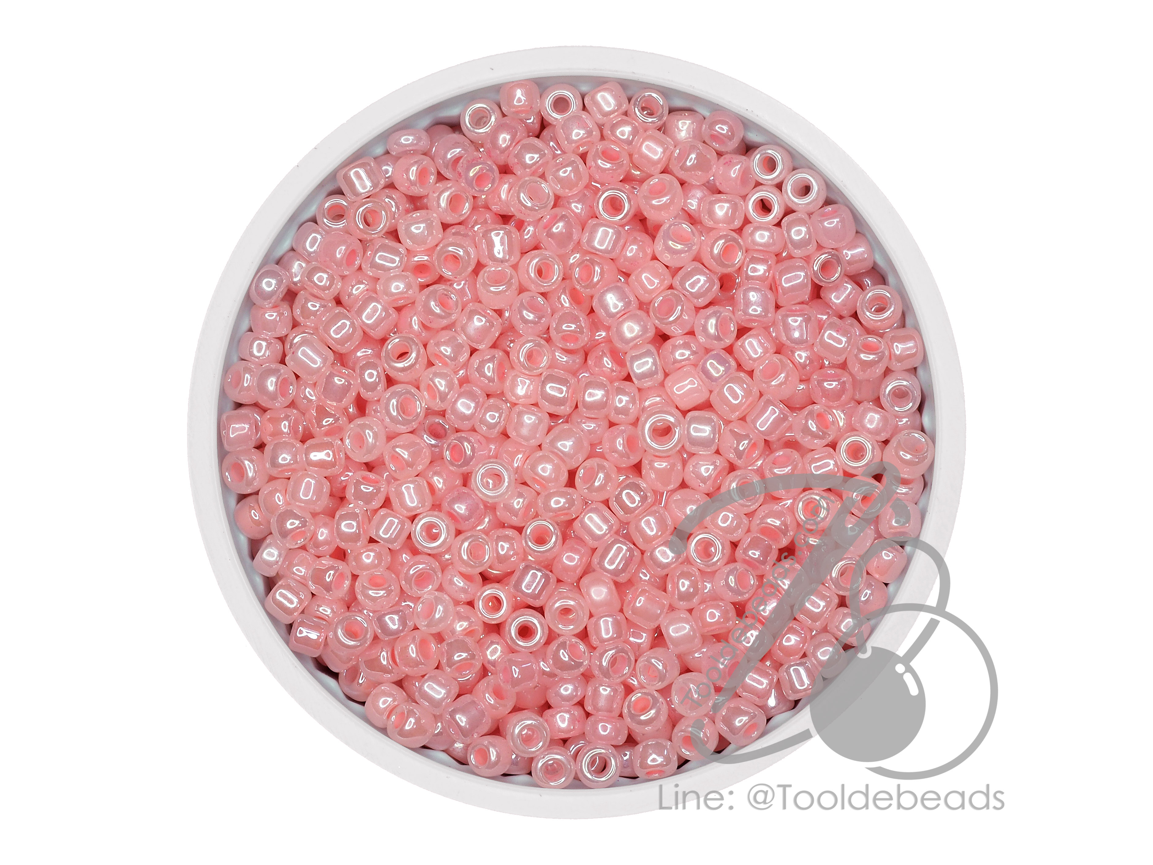 ลูกปัดเม็ดทราย 8/0 โทนมุก สีโอรส (100 กรัม) SKU-03990