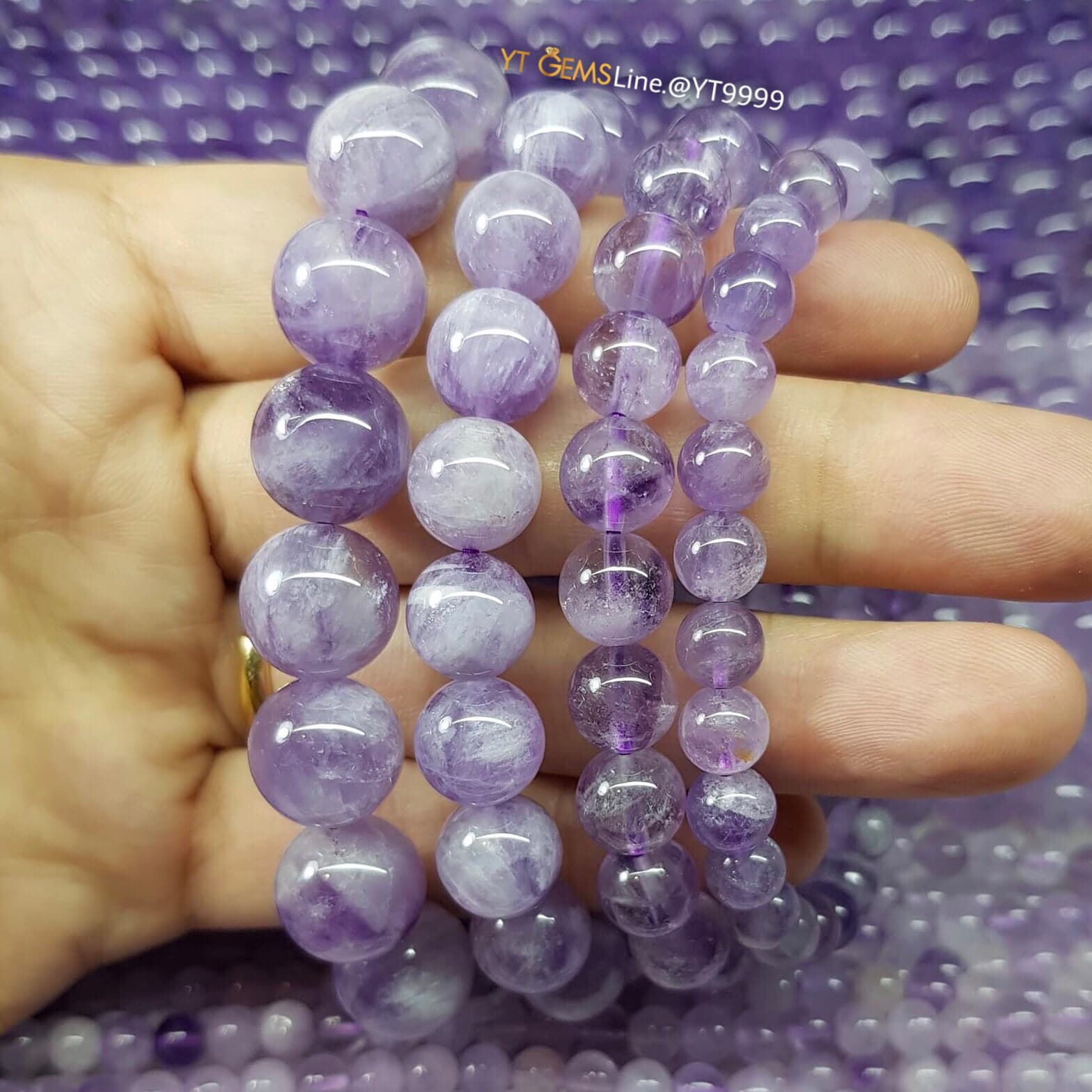 สร้อยข้อมือลาเวนเดอร์อเมทิสต์แท้ ขนาดหิน 8 มม. YTG-10932 YTGEMS