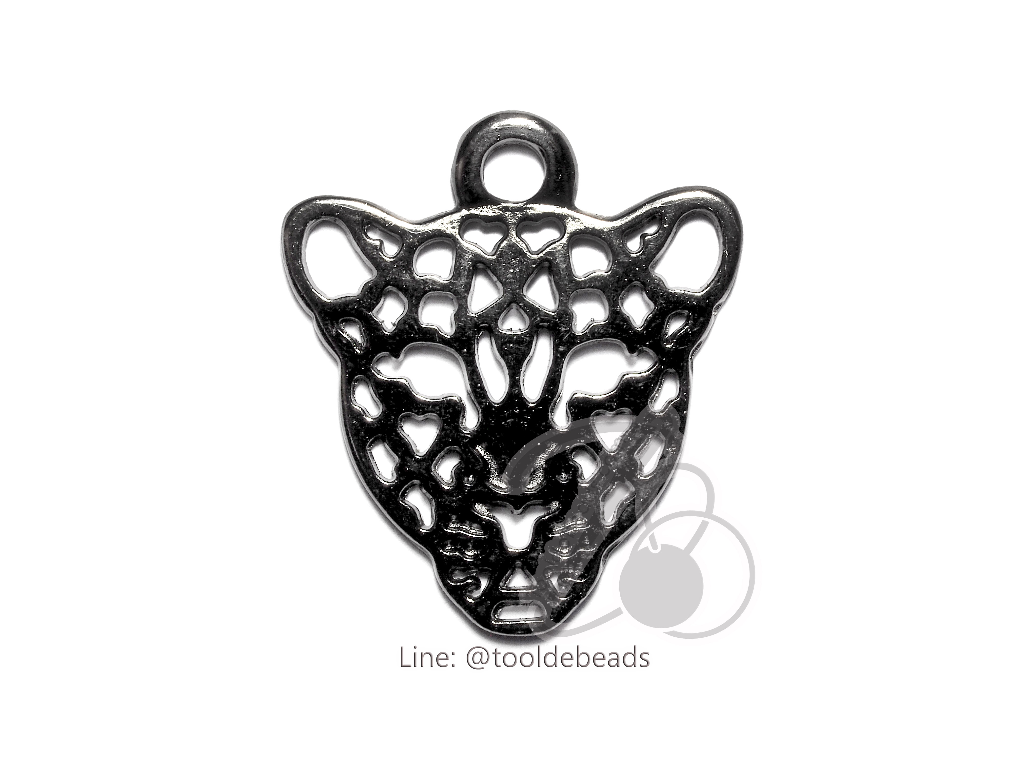 จี้เหล็ก 349 25*29มม. ลายเสือฉลุ สีรมดำ (1 ชิ้น) SKU-00820