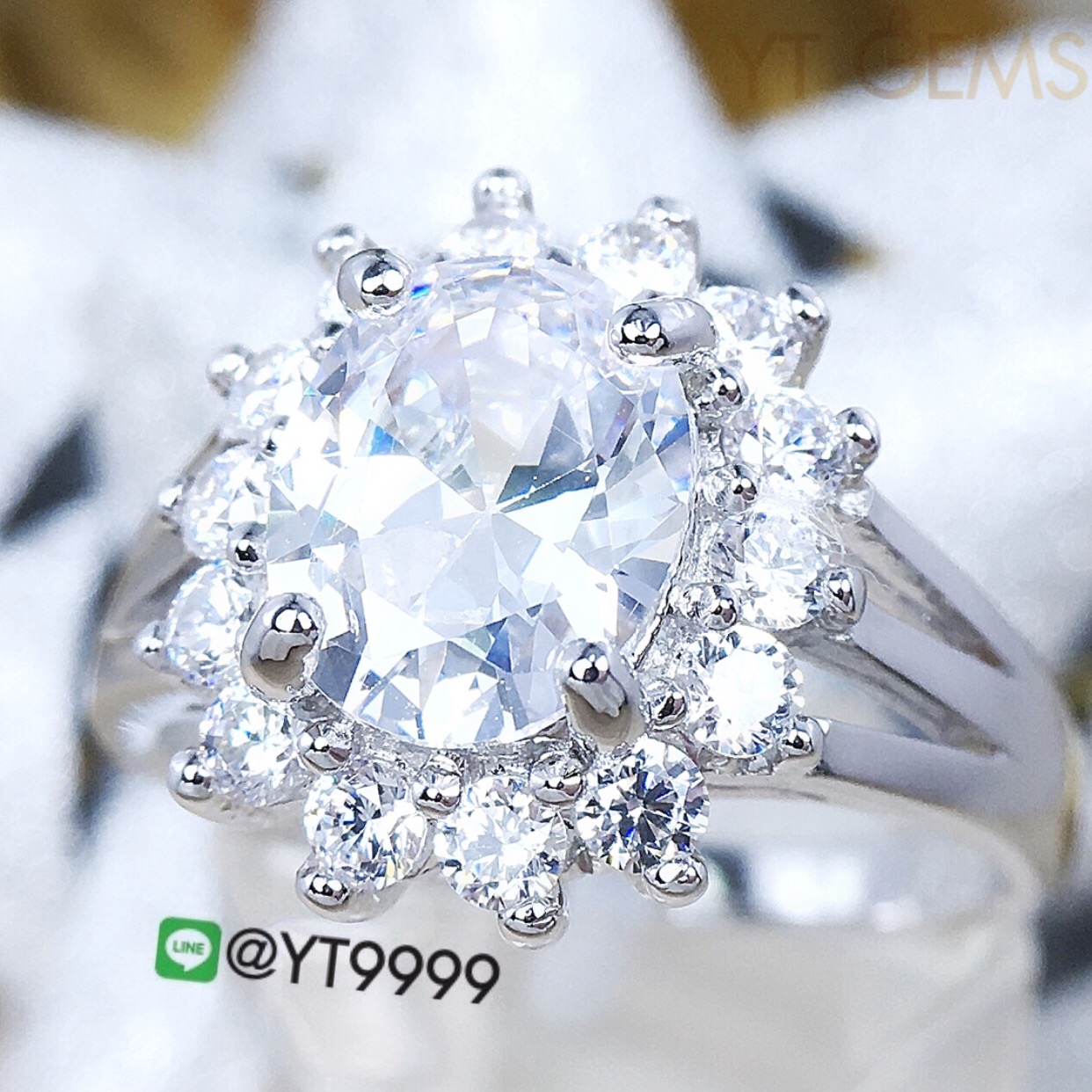 แหวนเพชร แหวนเงินแท้ ชุบทองคำขาว เพชร Swiss YTG-3132 YTGEMS