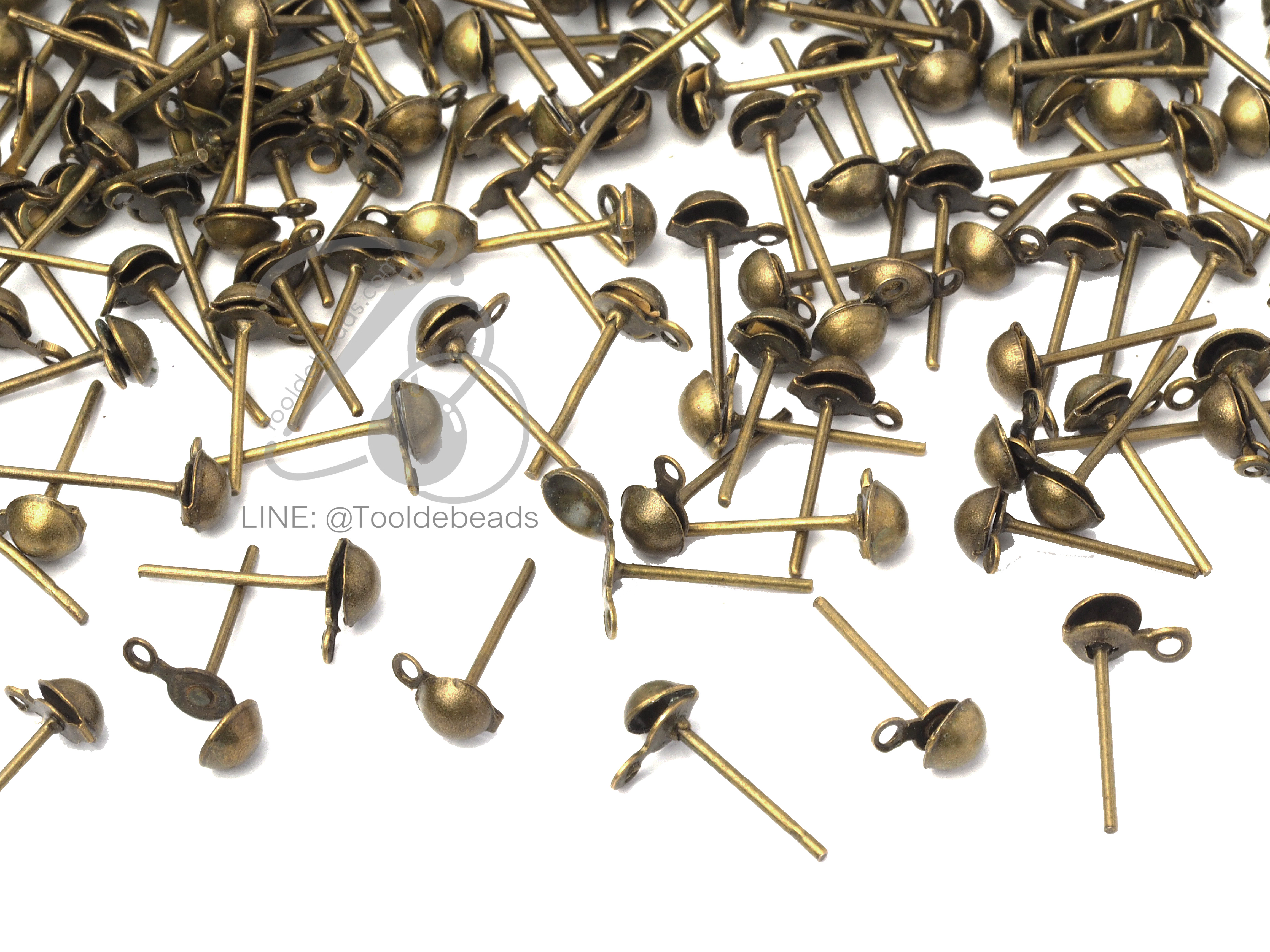 ก้านต่างหู มีห่วง 4*12มม. สีสนิม (10 กรัม) SKU-06770