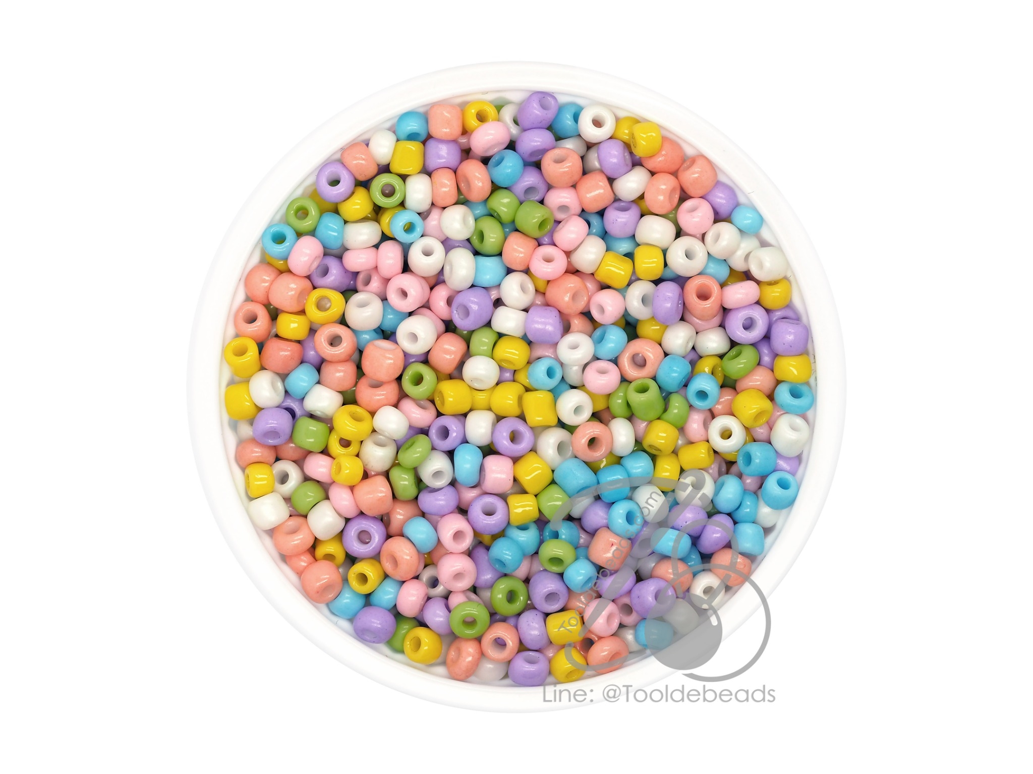 OK Brand ลูกปัดเม็ดทราย 8/0 โทนด้าน คละสีอ่อน (100 กรัม) SKU-08881