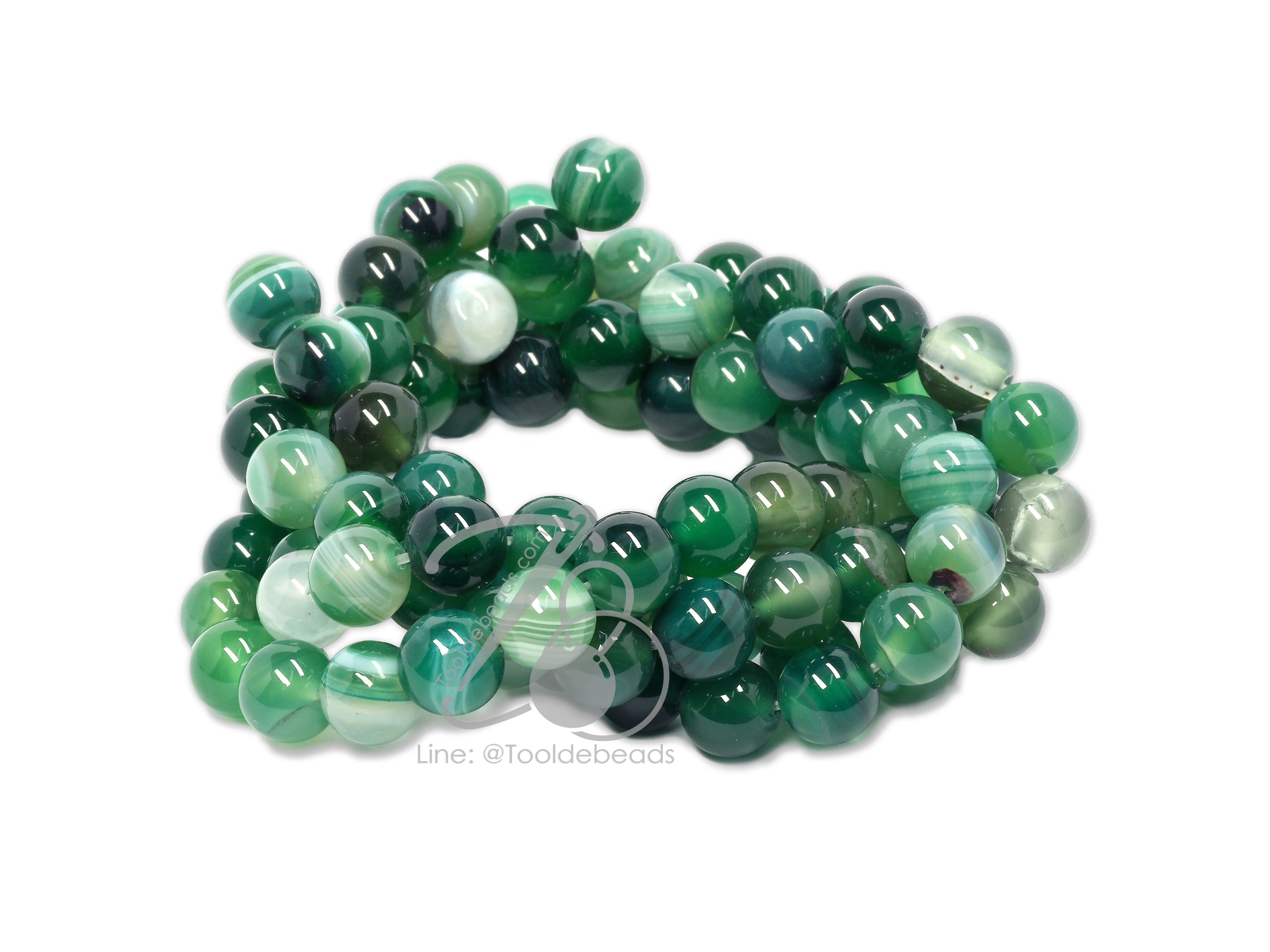หิน green agate 8มม. (47 เม็ด) SKU-01047
