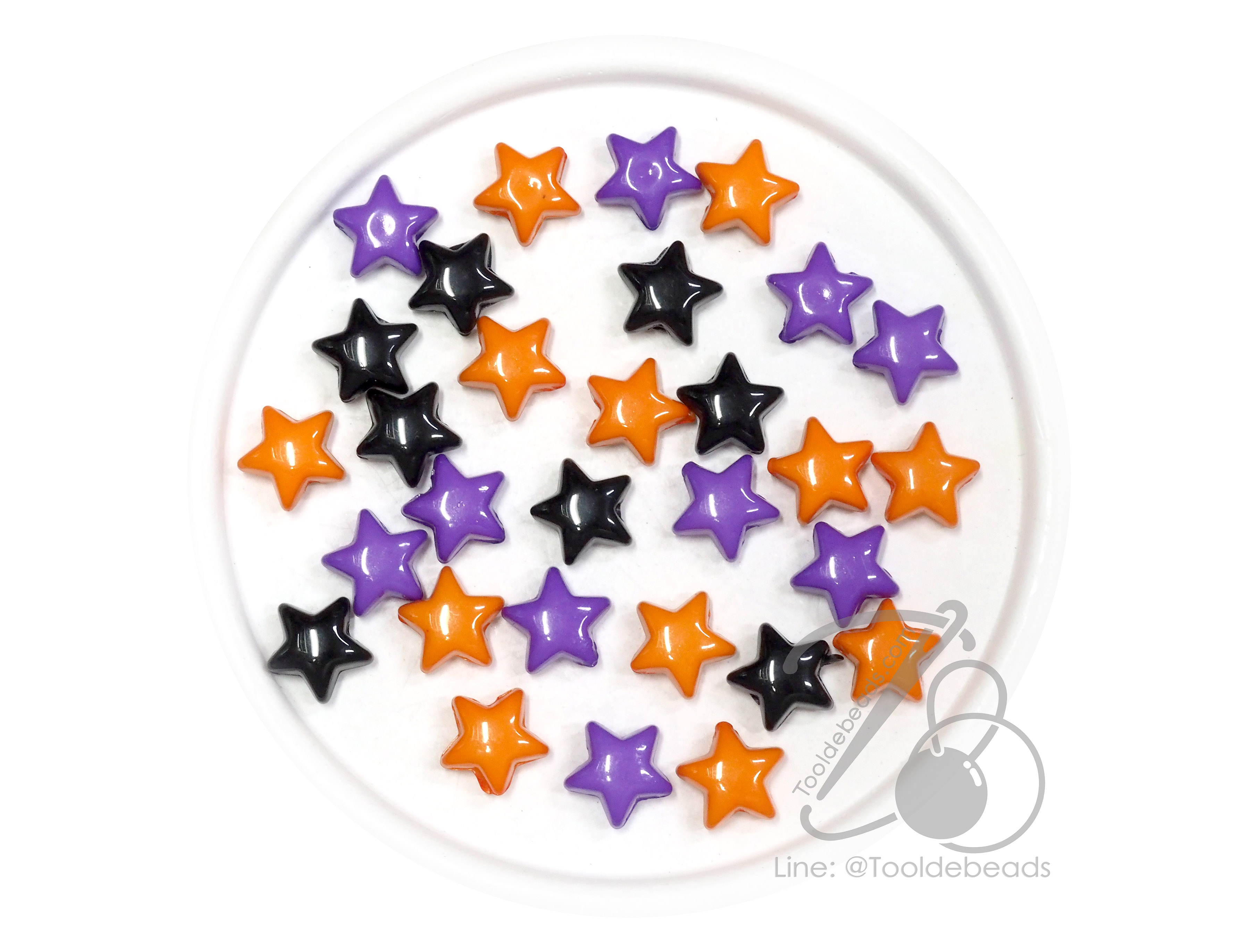 ลูกปัดอะคริลิค 10มม. ลายดาว สีสด (500 กรัม) SKU-16442