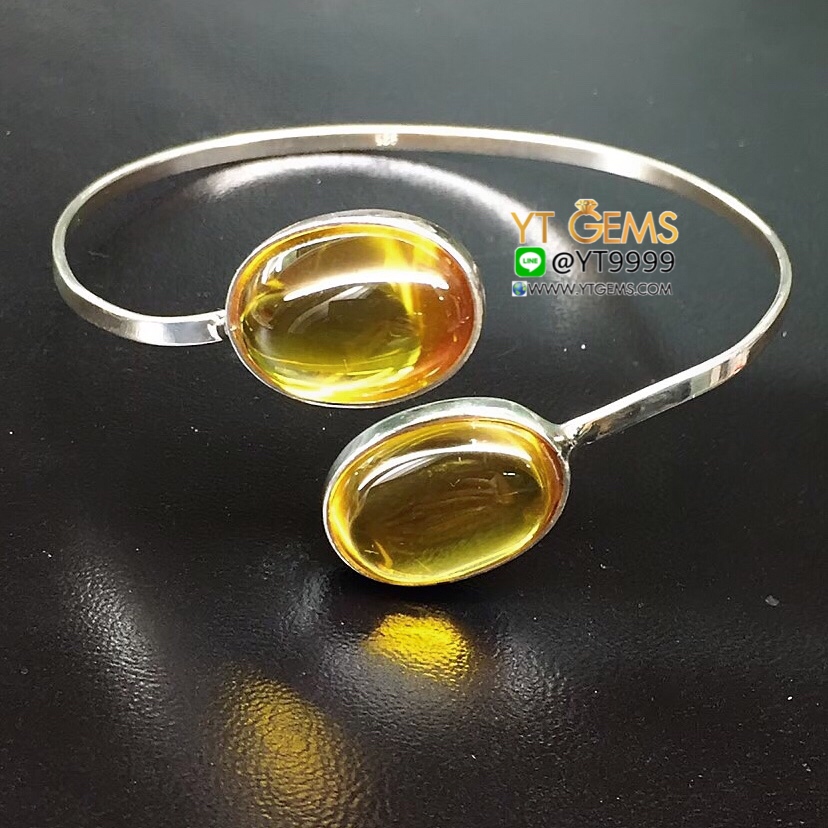 กำไลซิทริน กำไลเงินแท้92.5% ประดับพลอยซิทริน(cz) YTG-7957 YTGEMS
