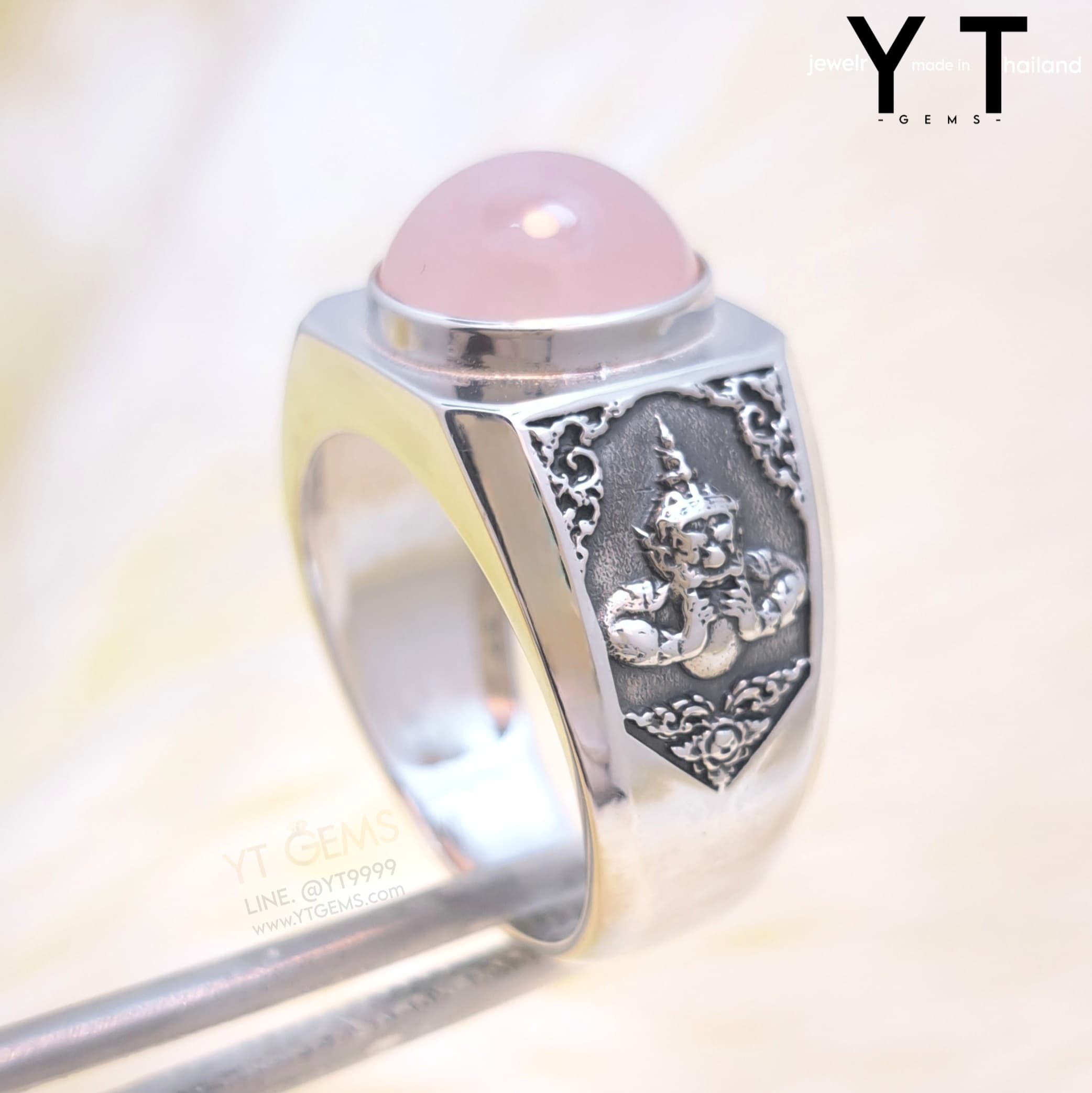 แหวน ราหู เงินแท้ รมดำ หิน โรสควอตซ์ (หินแท้) YTG-11987 YTGEMS whole