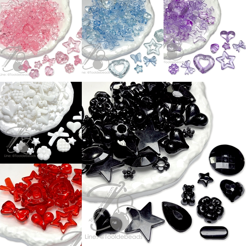 ลูกปัดอะคริลิค 10-35มม. คละลาย (80-100 กรัม) SKU-18284