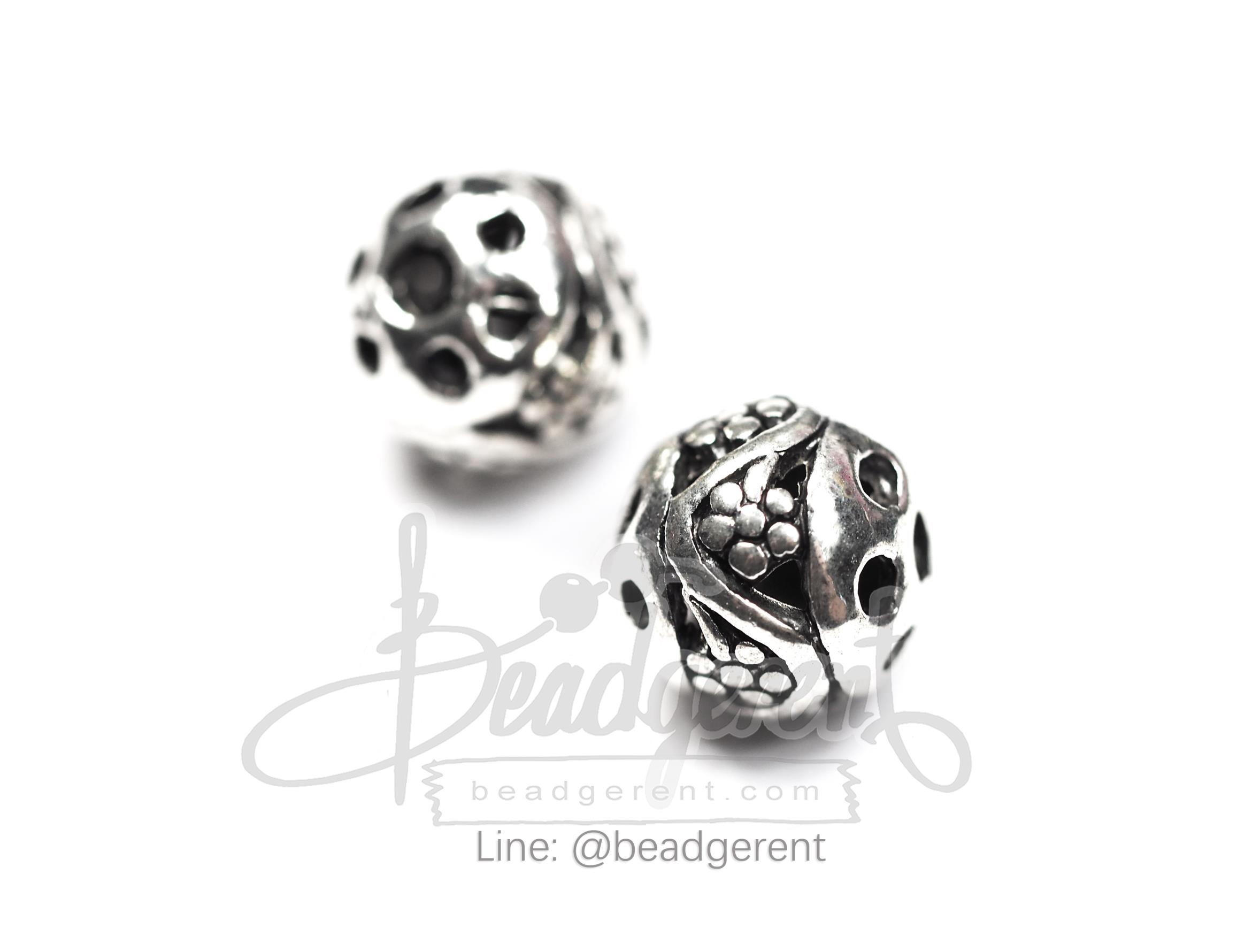 ลูกปัดโรเดียม 41 8มม. ลายกลมฉลุ (1 ชิ้น) SKU-03464