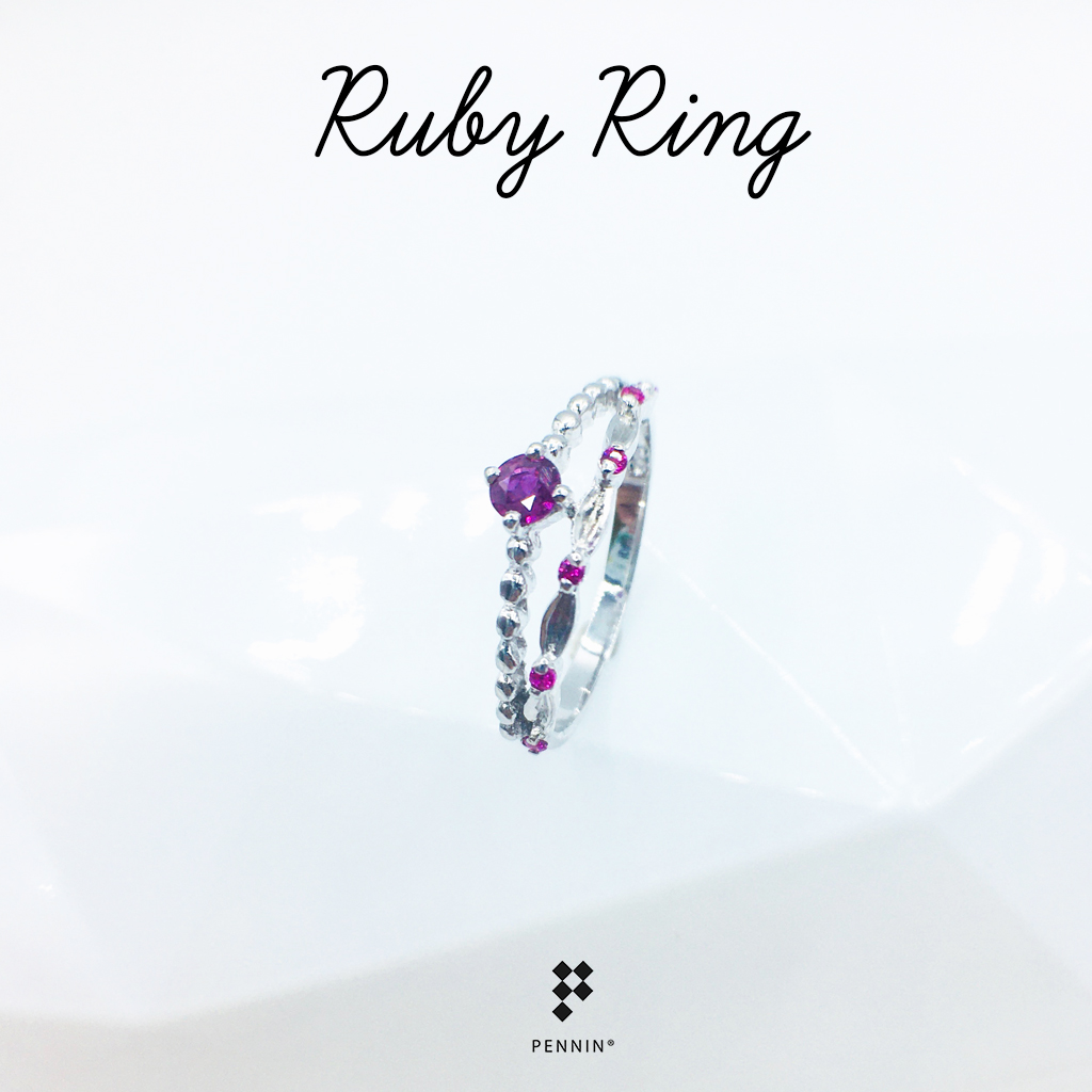 Little Miss Ring : แหวนทับทิมซ้อนสองชั้น ดีไซน์มินิมอลน่ารัก พลอยแท้จากจันทบุรี เงินแท้ชุบทองขาว