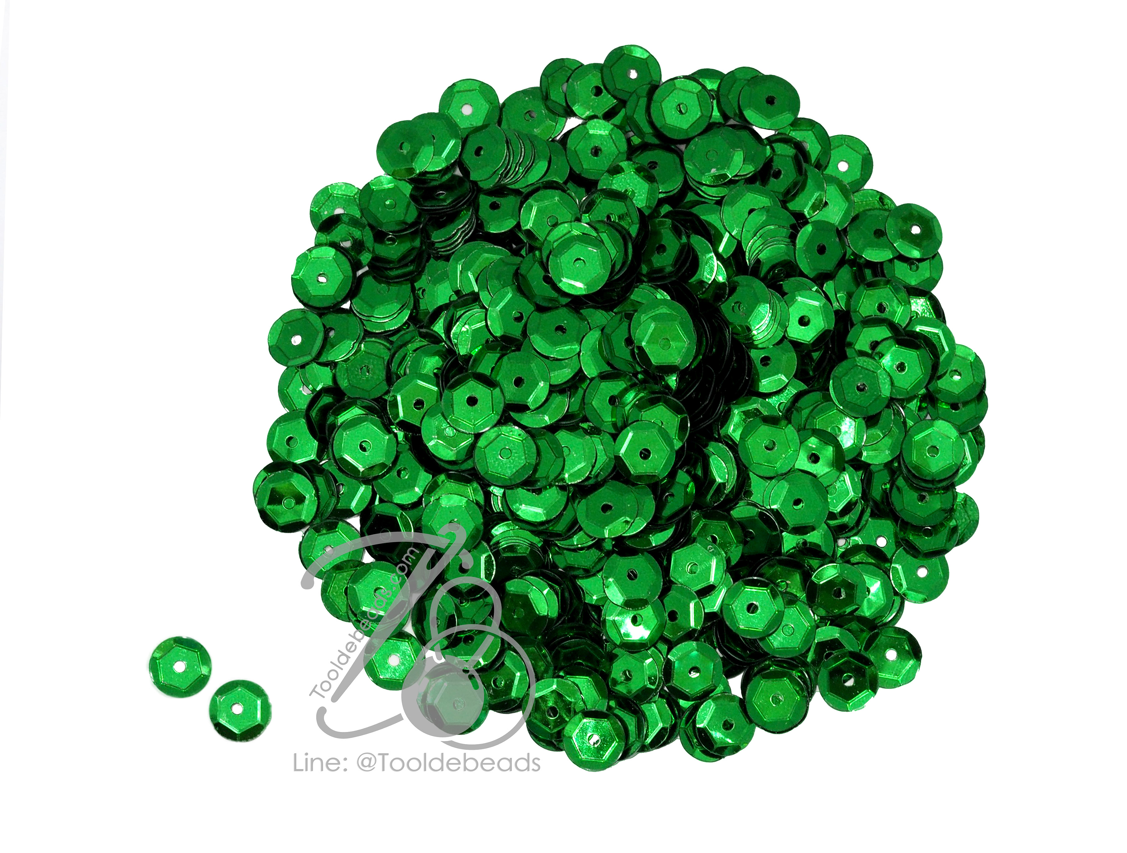 เลื่อมจาน สังกะสี 8มม. สีเขียว (15 กรัม) SKU-15185
