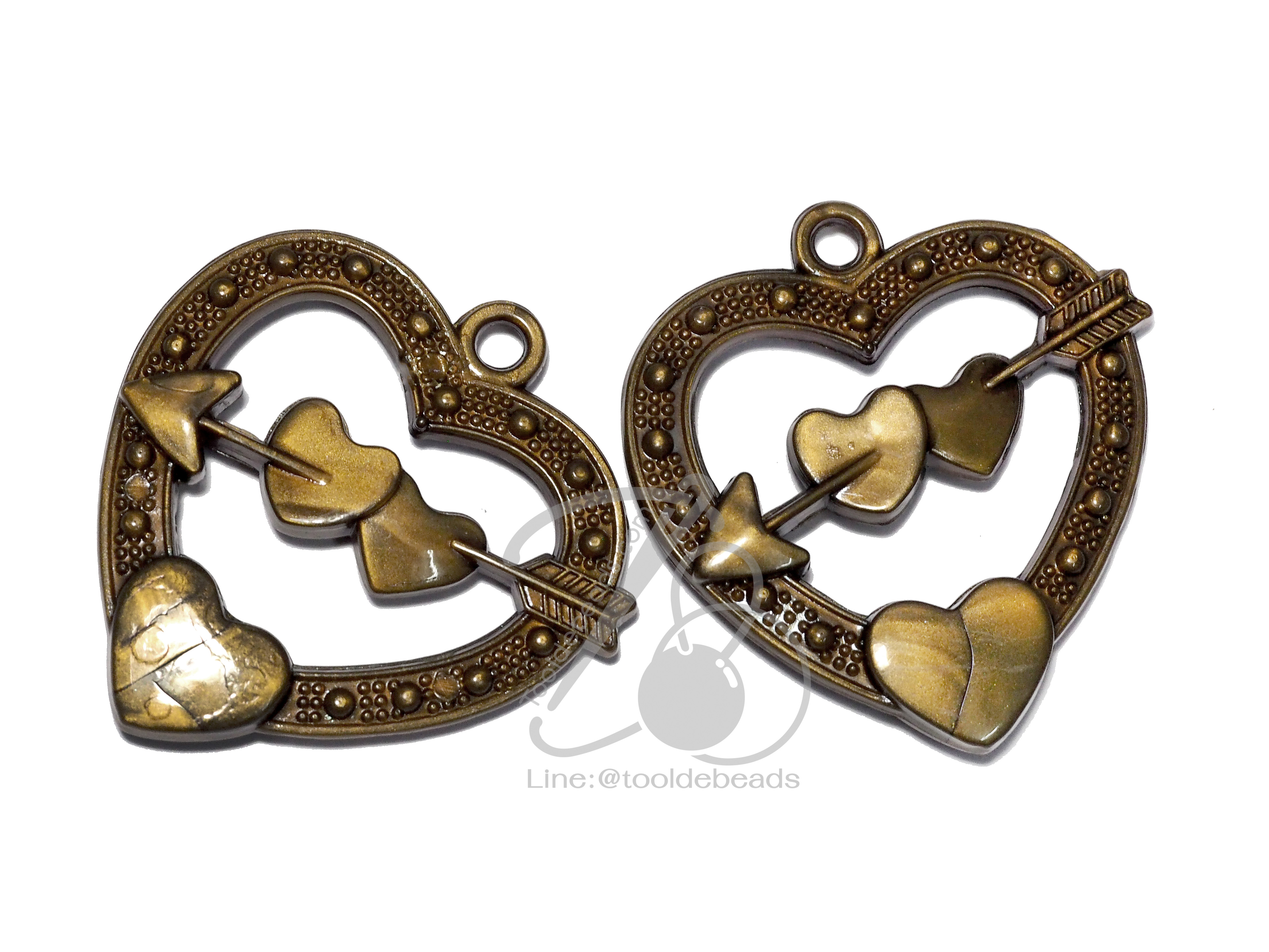 จี้อะคริลิค 40มม. ลายธนูปักหัวใจฉลุ สีสนิม (500 กรัม) SKU-05850