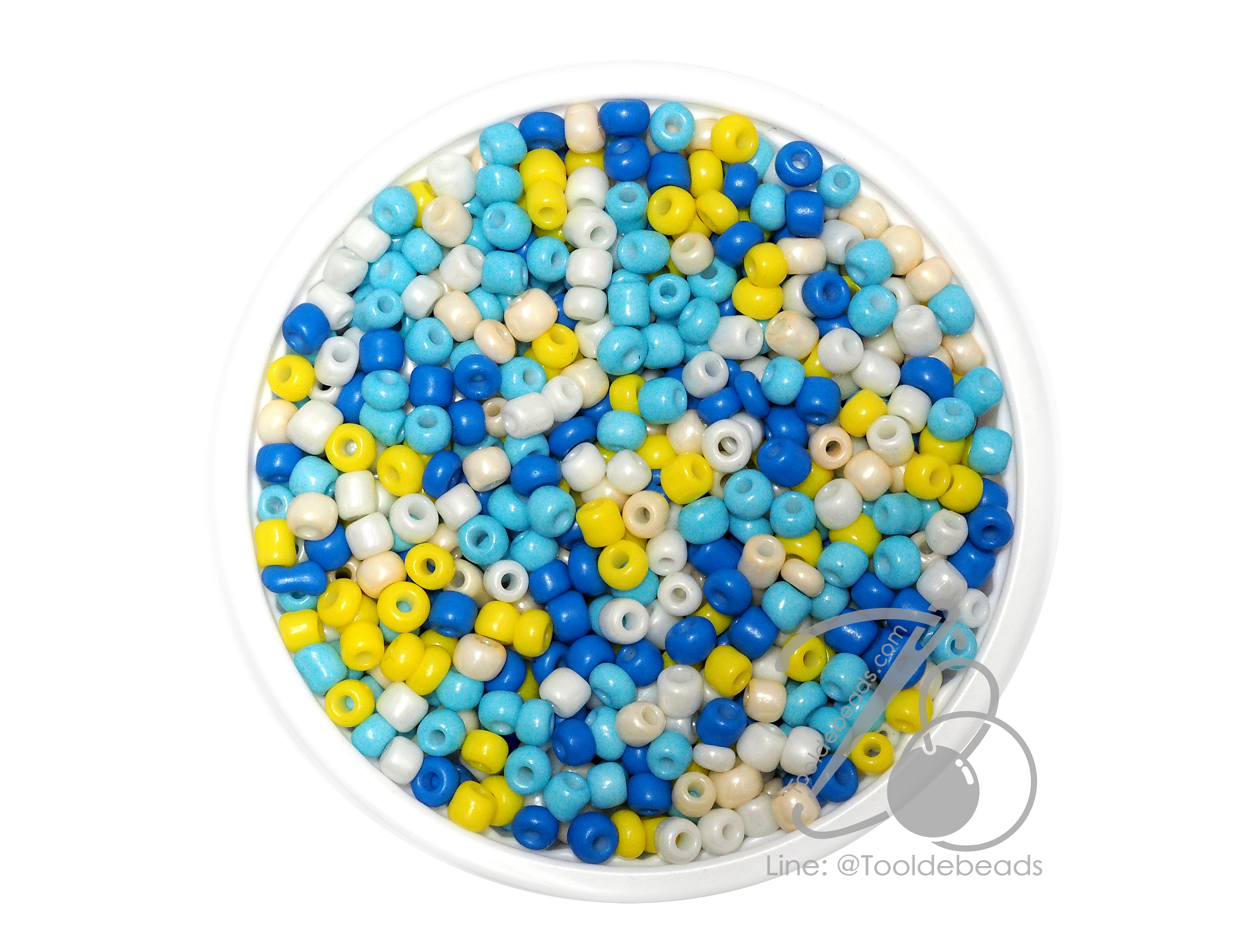OK Brand ลูกปัดเม็ดทราย 8/0 โทนด้าน สีฟ้ามินเนี่ยน (15 กรัม) SKU-14365