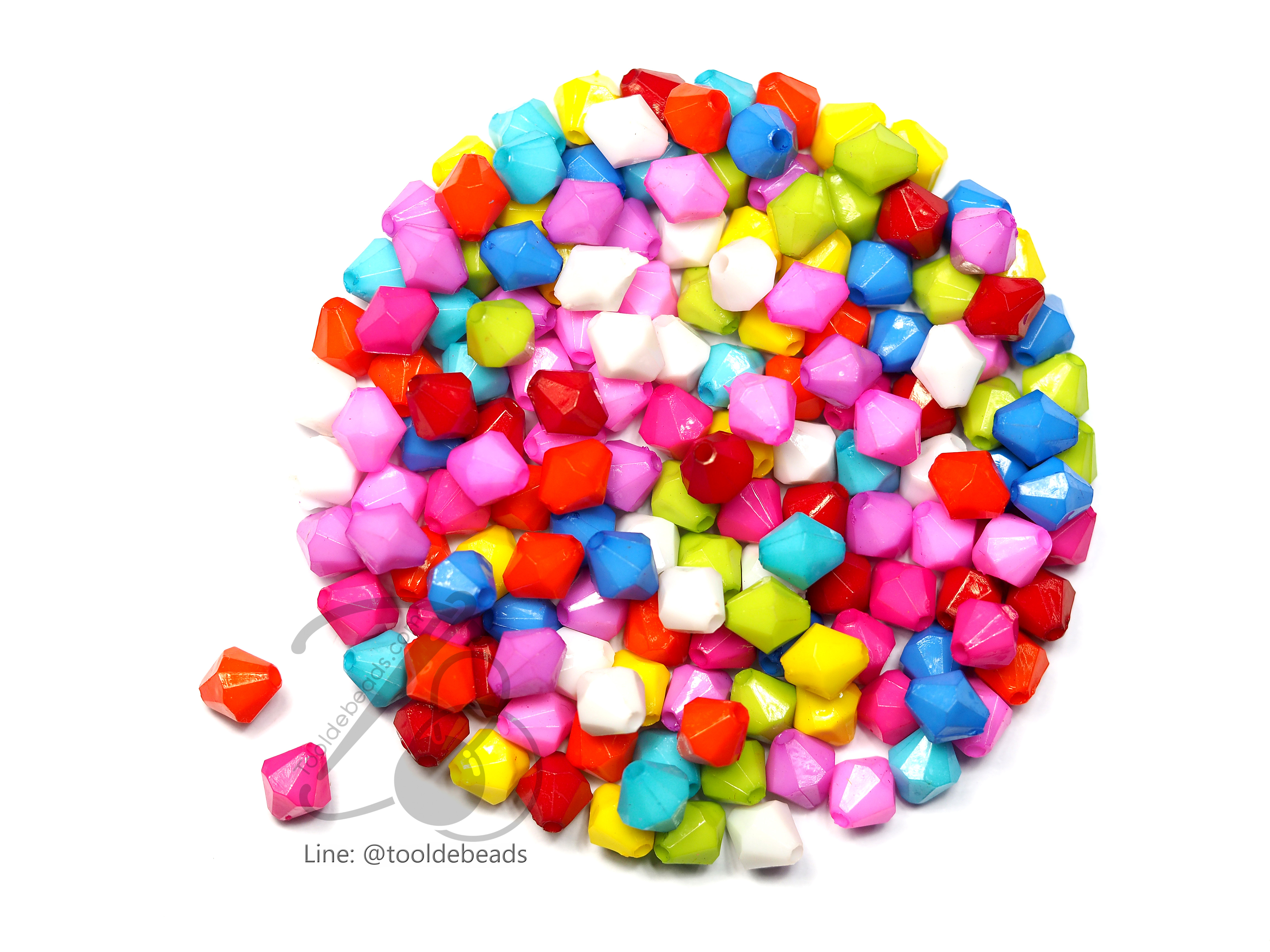 ลูกปัดอะคริลิค 8มม. ทรงคริสตัล คละสีสด (15 กรัม) SKU-05054