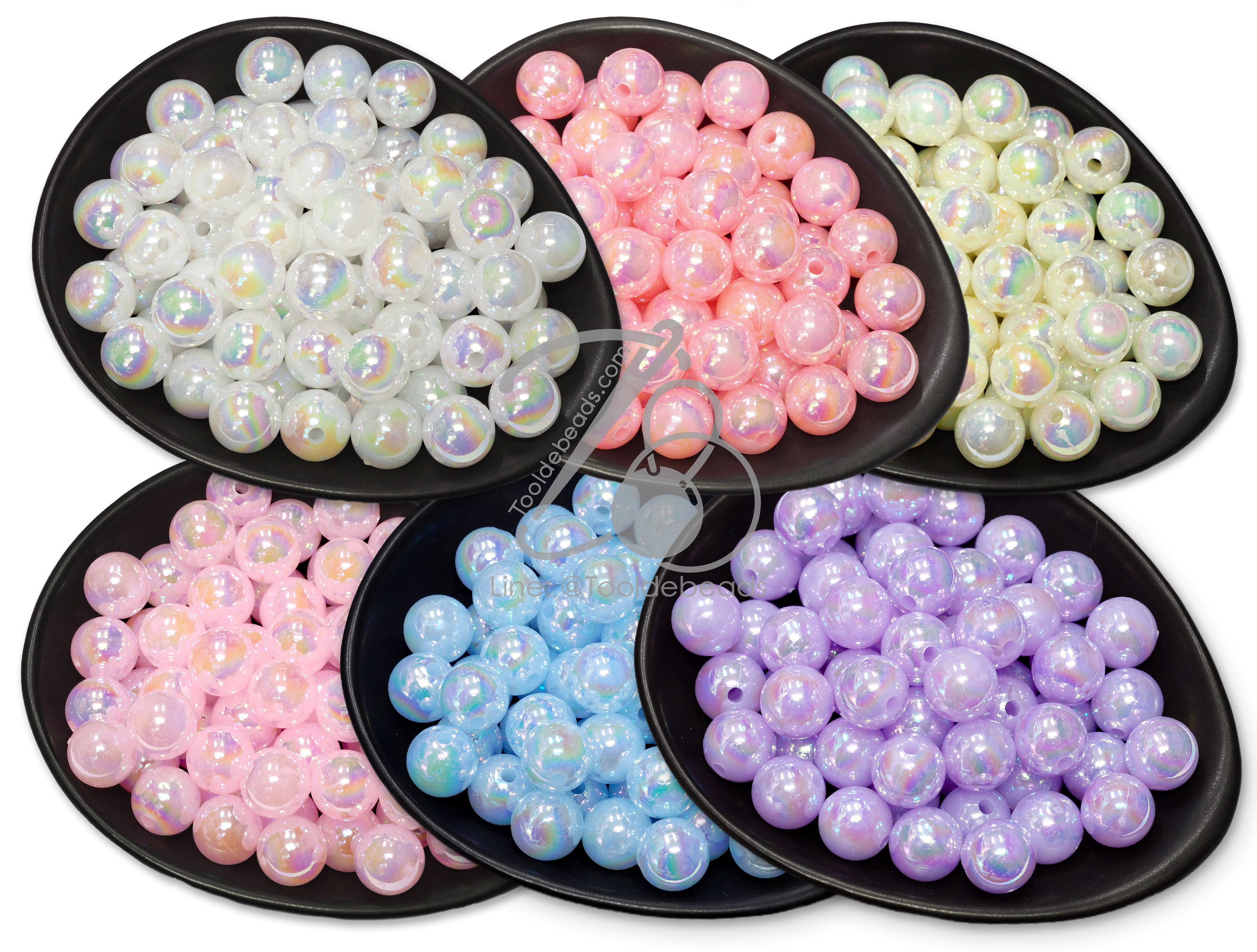 ลูกปัดพลาสติก เคลือบรุ้ง 16มม. ทรงกลม (80 กรัม) SKU-17711