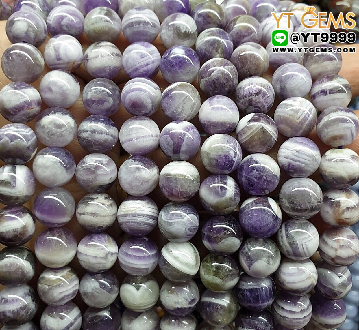 สร้อยข้อมือเชฟรอนอเมทิสต์ หินเชฟรอนอเมทิสต์แท้ ขนาดหิน 10 mm YTG-8648 YTGEMS