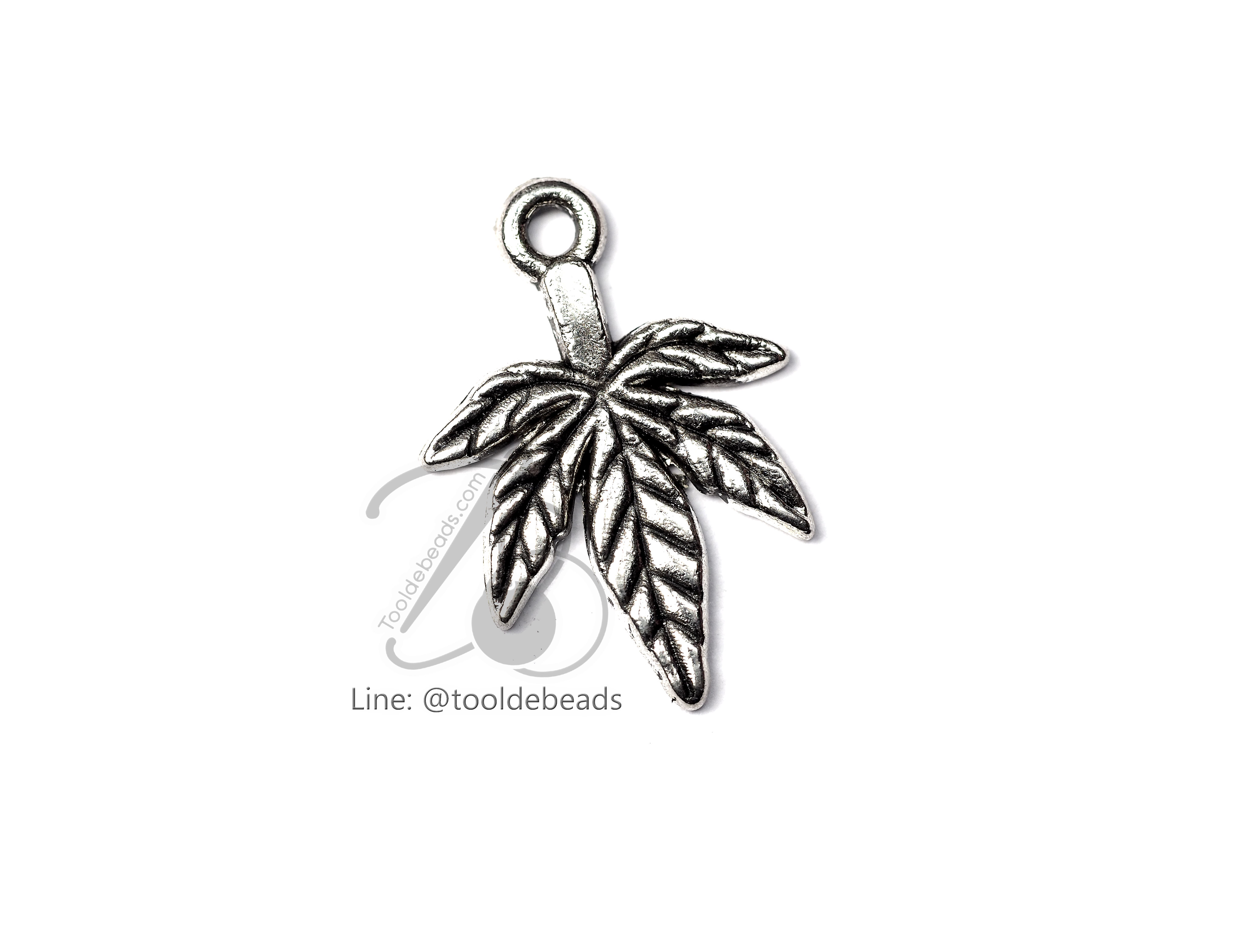 ลูกปัดโรเดียม 122 15มม. ลายใบไม้ (1 ชิ้น) SKU-03294