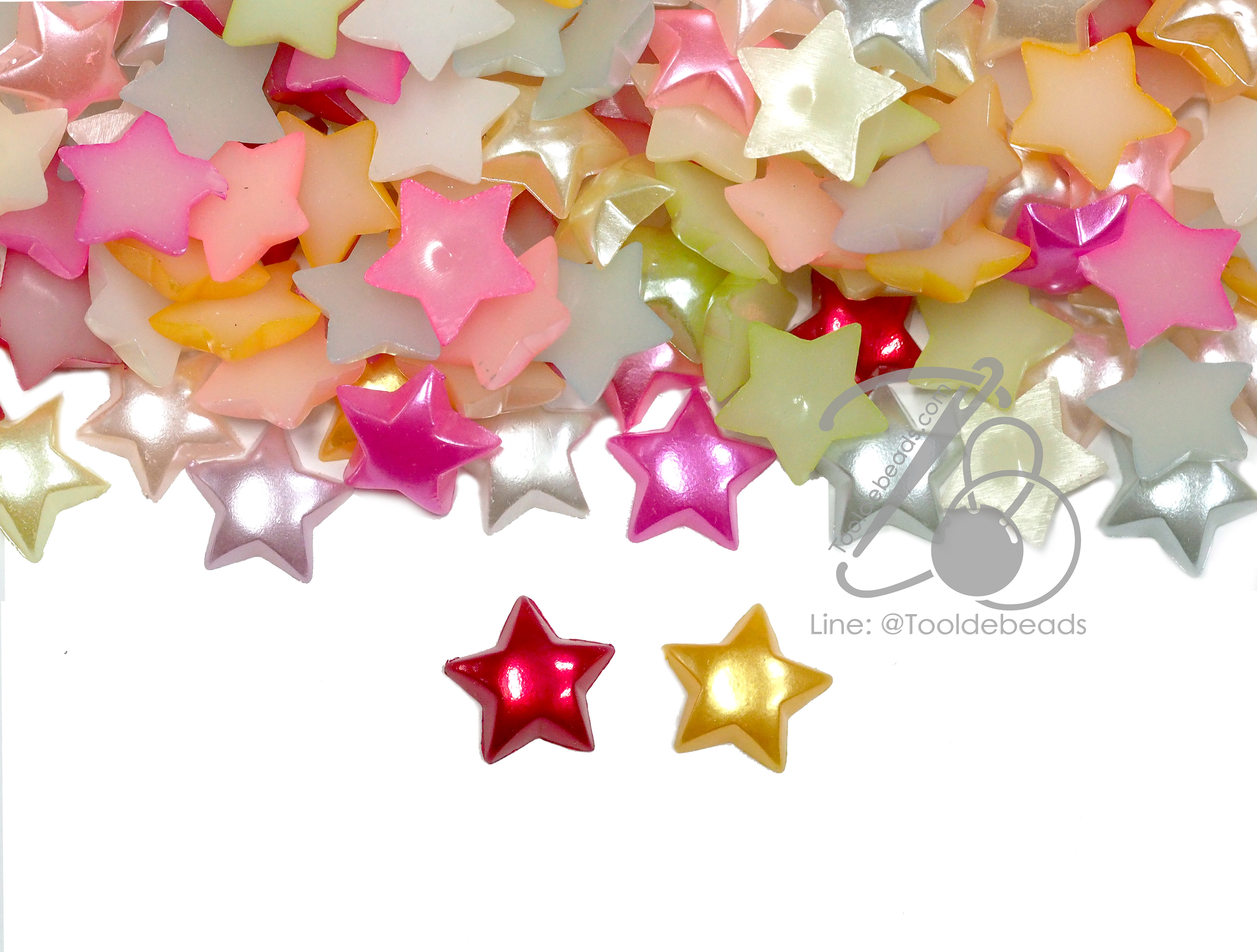 มุกครึ่งซีก 8มม. ลายดาว คละสี (15 กรัม) SKU-14771