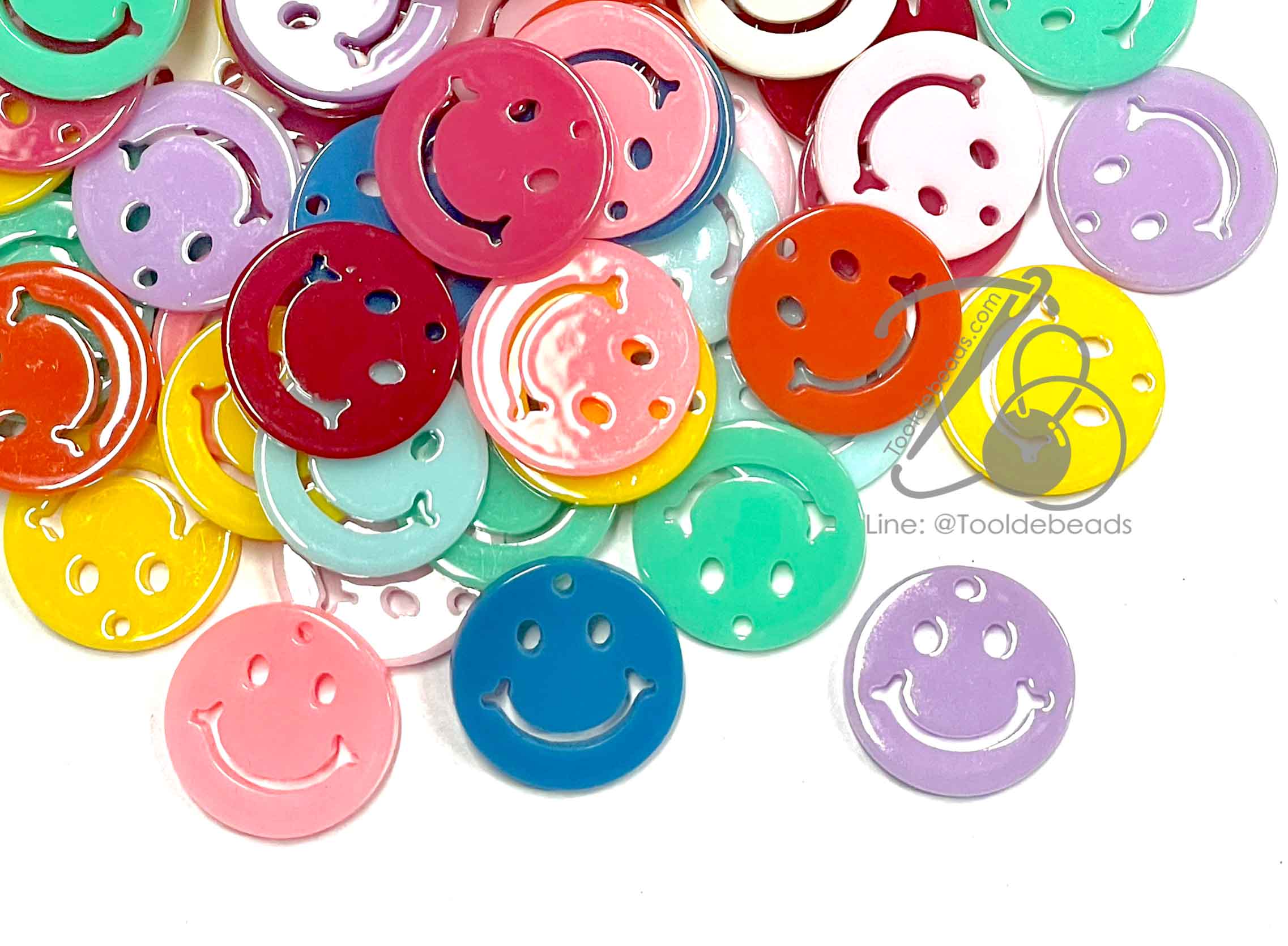 จี้อะคริลิค 20มม. ลายหน้ายิ้มแบน (100 ชิ้น) SKU-12788