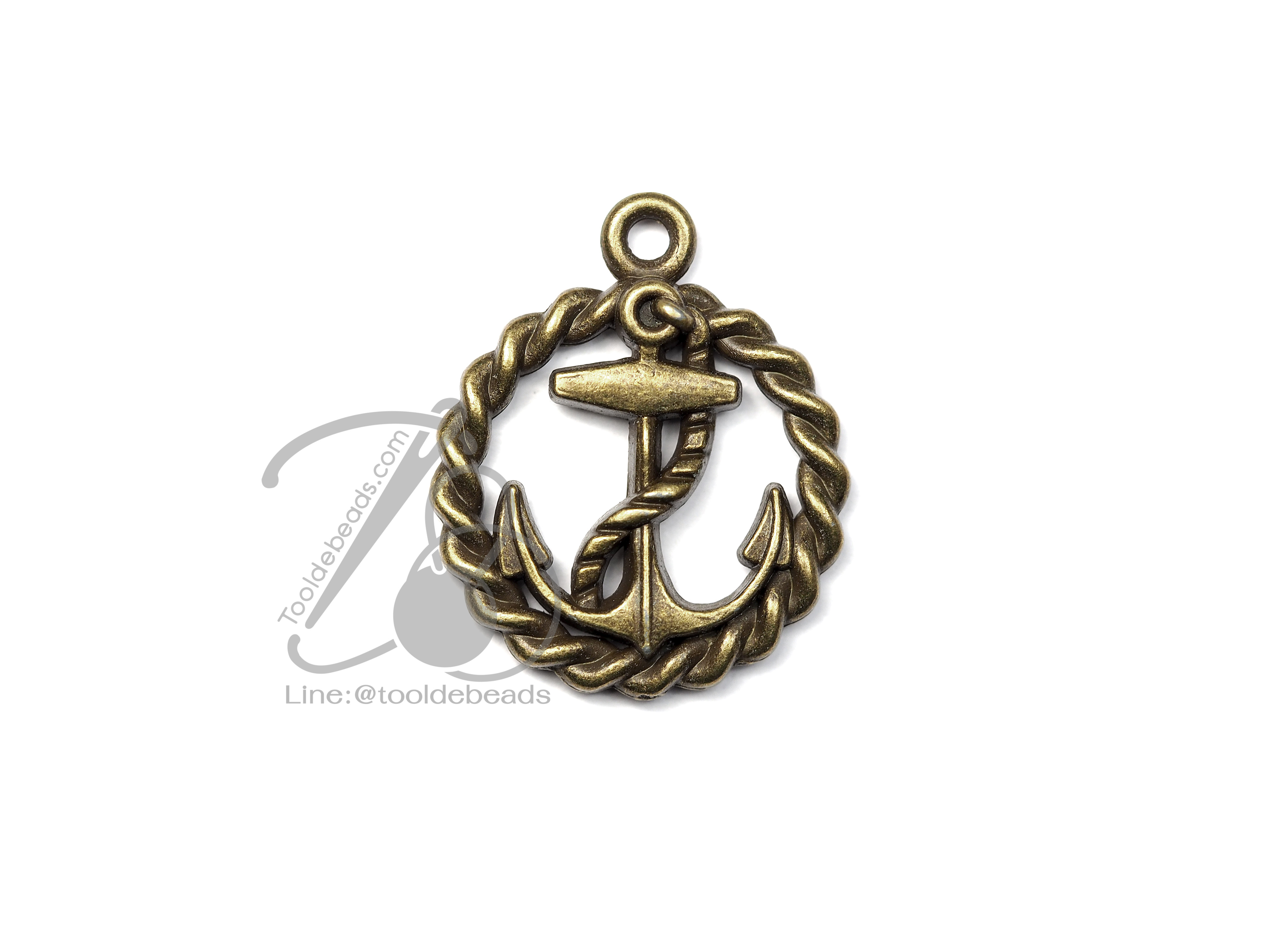 จี้เหล็ก 06 22มม. ลายสมอเรือพันเชือก สีสนิม (1 ชิ้น) SKU-00360