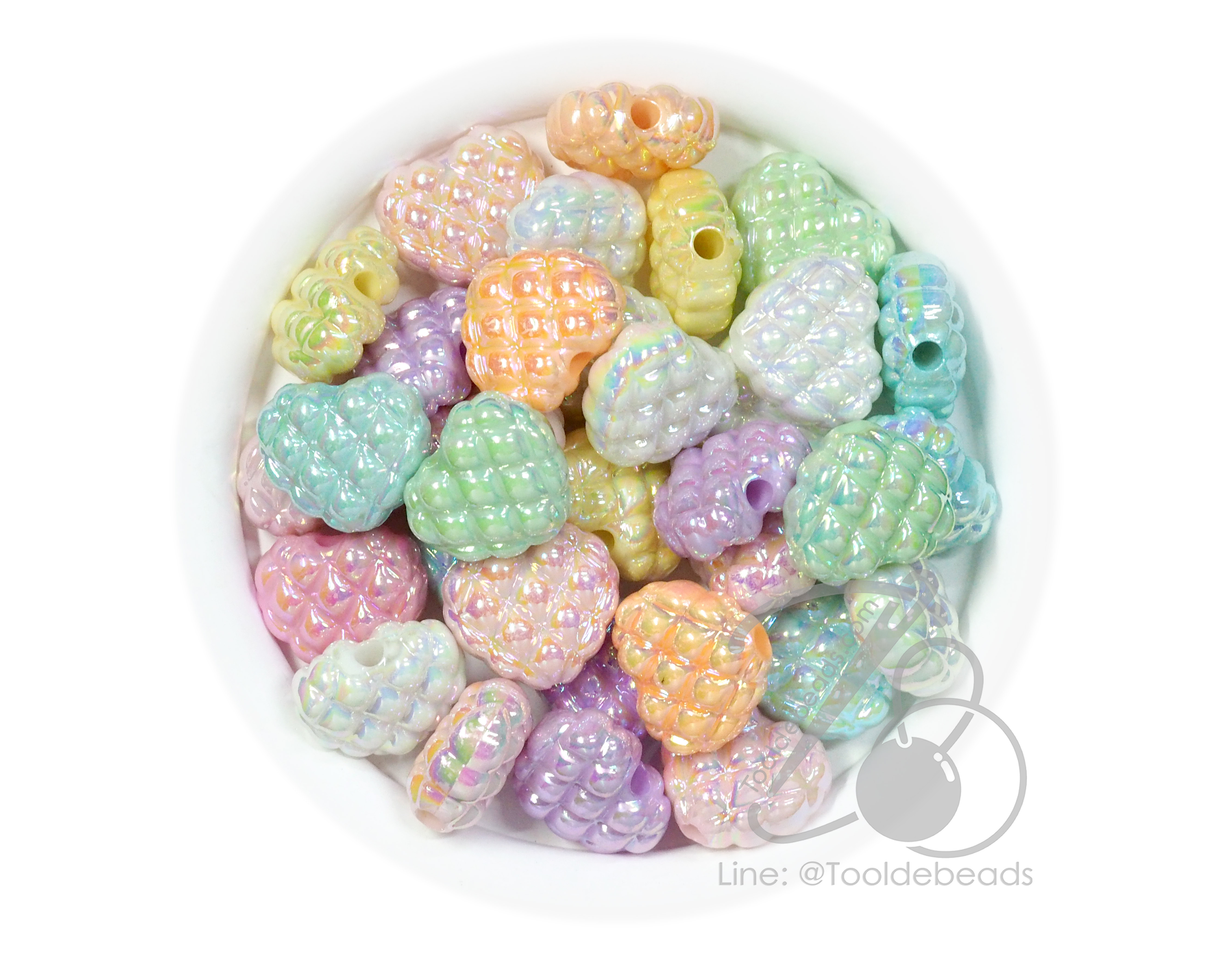 ลูกปัดพลาสติก เคลือบรุ้งหวาน 20มม. ลายหัวใจหยัก คละสี (500 กรัม) SKU-17130