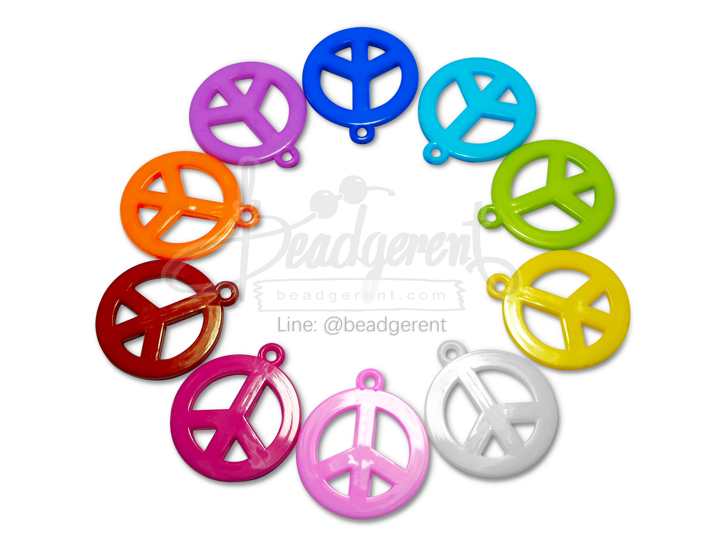 จี้อะคริลิค 25มม. ลายพีช สีสด (15 กรัม) SKU-04995
