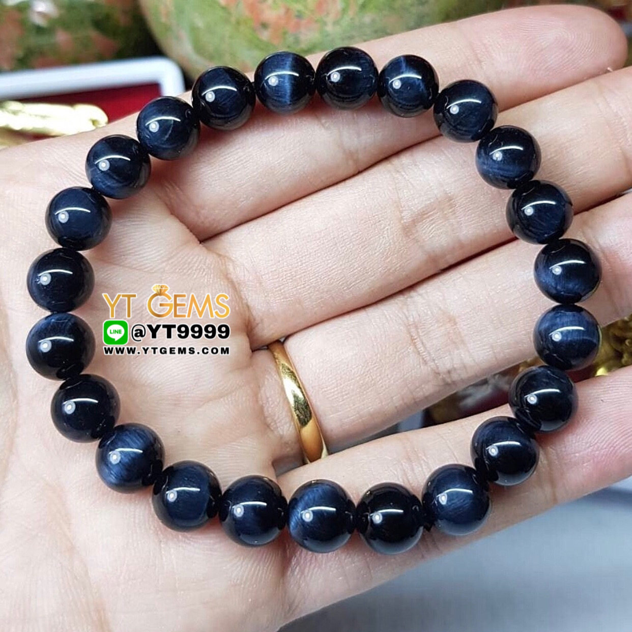สร้อยข้อมือบลูไทเกอร์อาย หินบลูไทเกอร์อายแท้ เกรดAAA ขนาดหิน 8 mm YTG-8651 YTGEMS