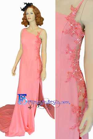 Long Dress ชุดราตรียาวสีส้ม/ชุดเดรสยาว/ชุดออกงาน/ชุดไปงานแต่ง