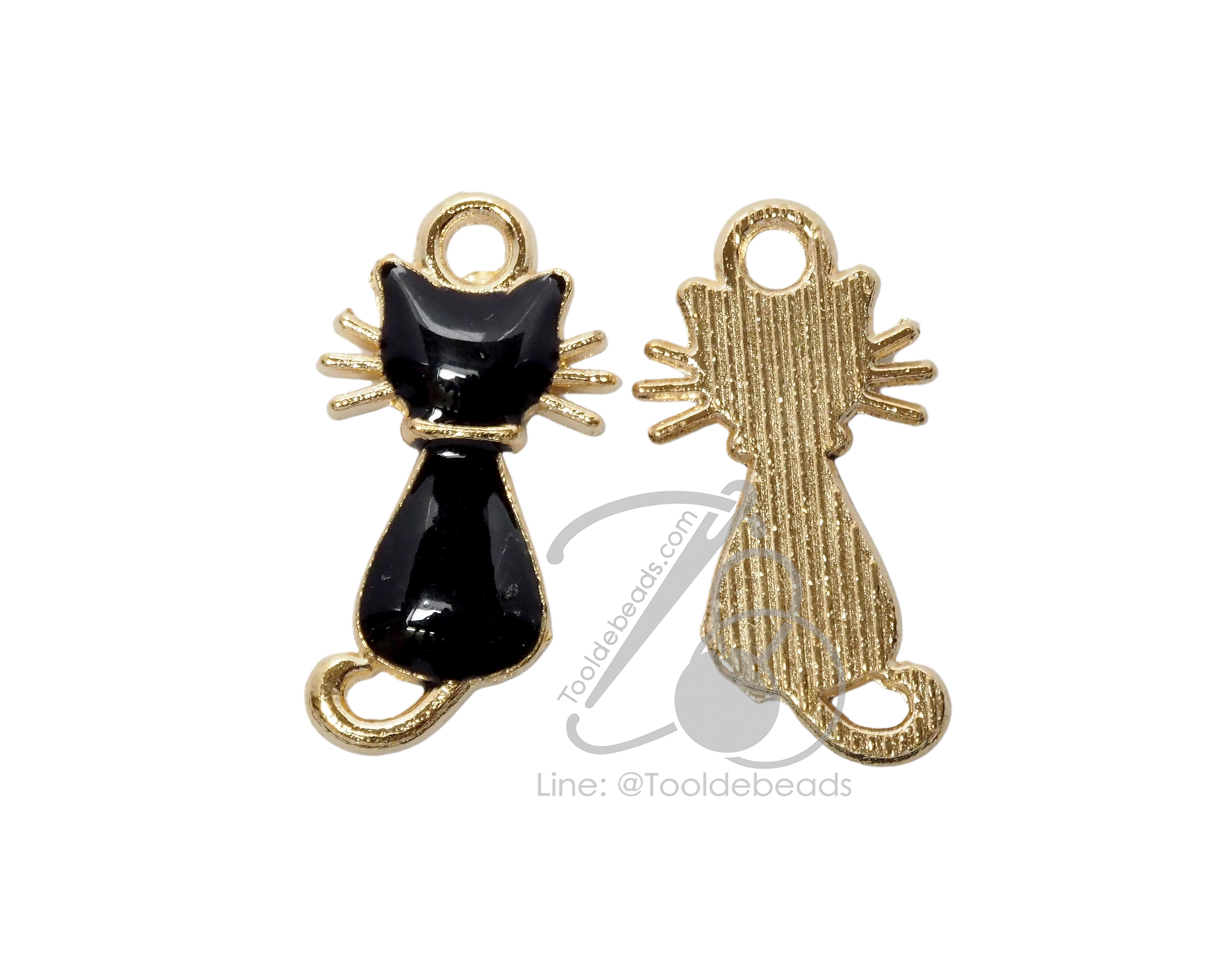จี้หลากสี 11*20มม. ลายแมว สีดำ (1 ชิ้น) SKU-17602