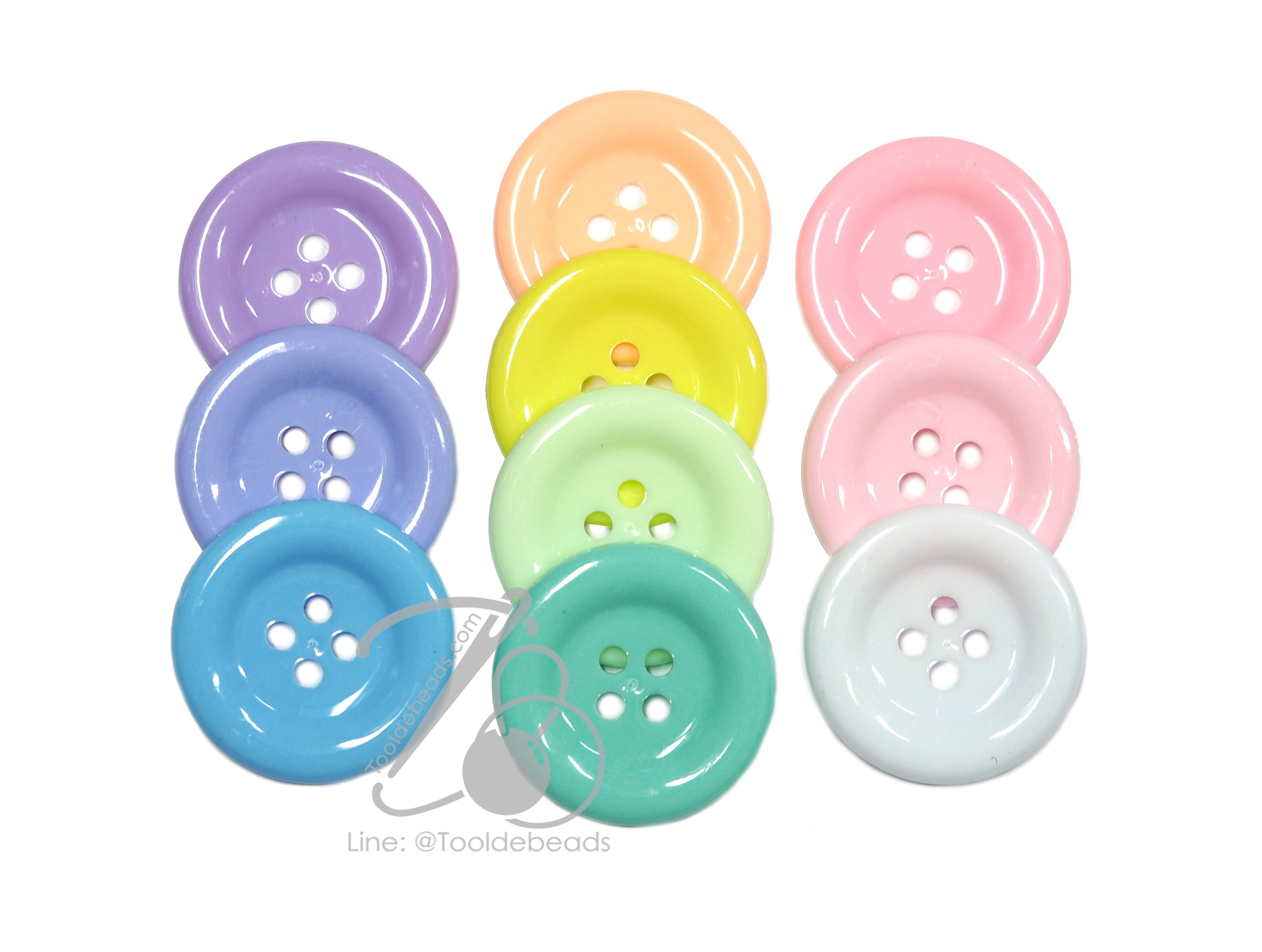 กระดุม ขอบกลม คละสีพาสเทล (144 ชิ้น) SKU-13399