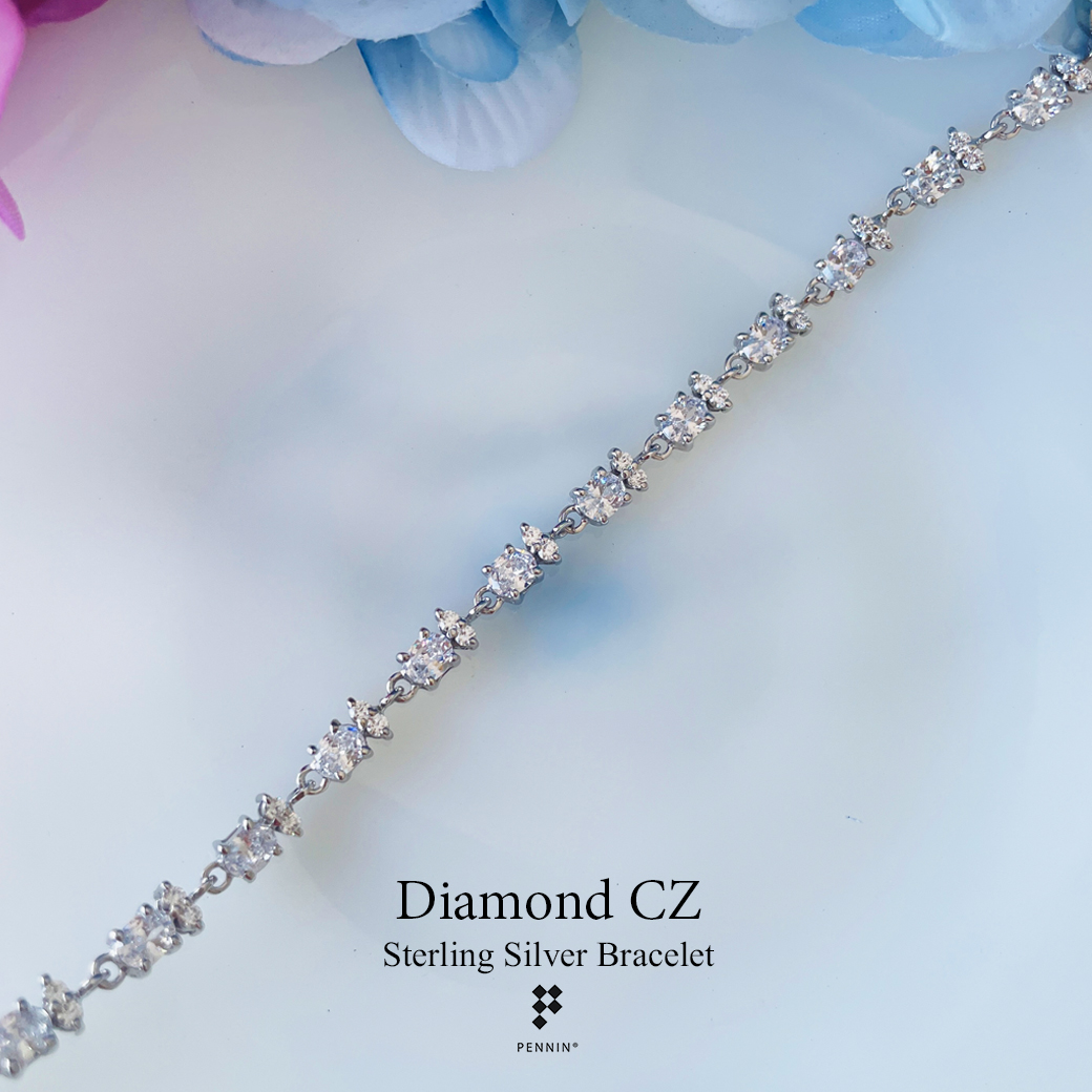 สร้อยข้อมือเพชรสวิส CZ เปล่งประกายดุจเพชรแท้ เนรมิตให้ทุกวันดุจเจ้าหญิง เงินแท้ชุบทองคำขาว ความยาว 16 cm