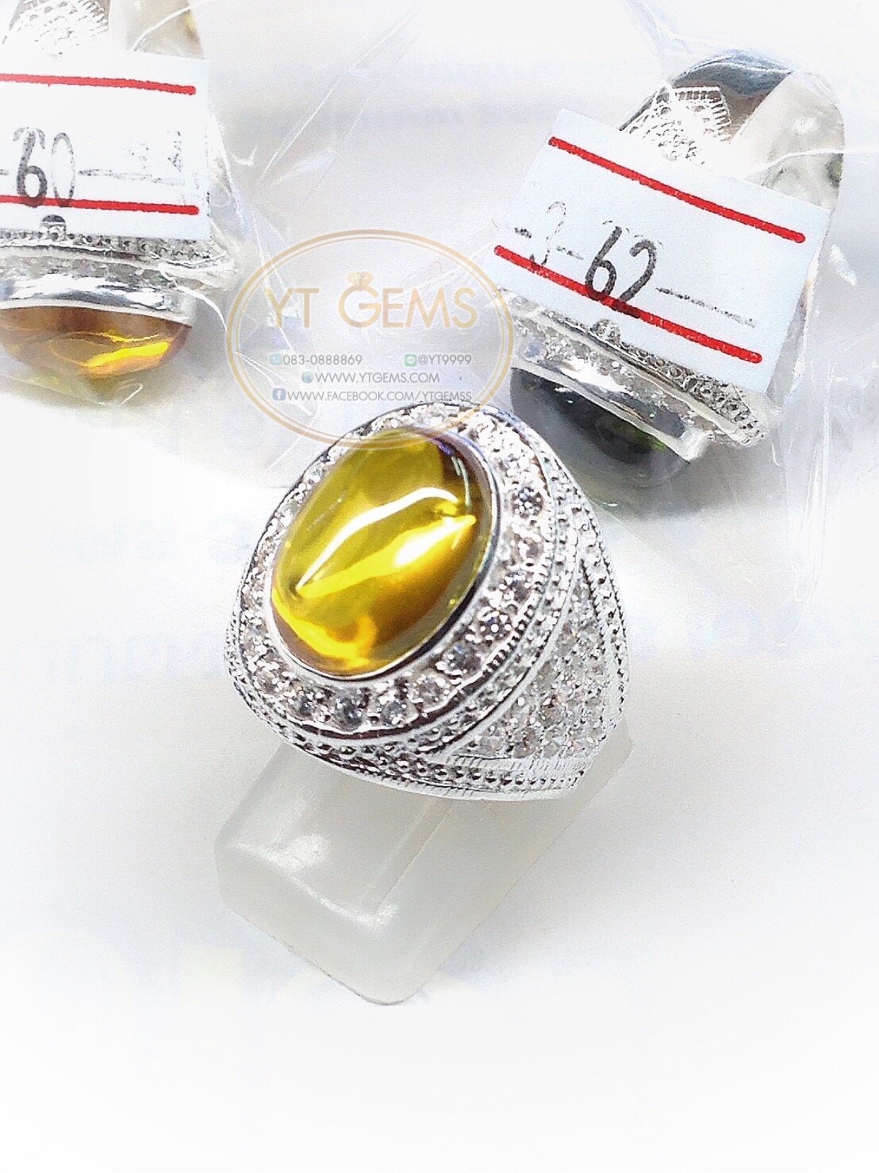แหวนเงินแท้92.5% พลอยบุษราคัม(cz) ตกแต่งเพชรSwiss YTG-5095 YTGEMS