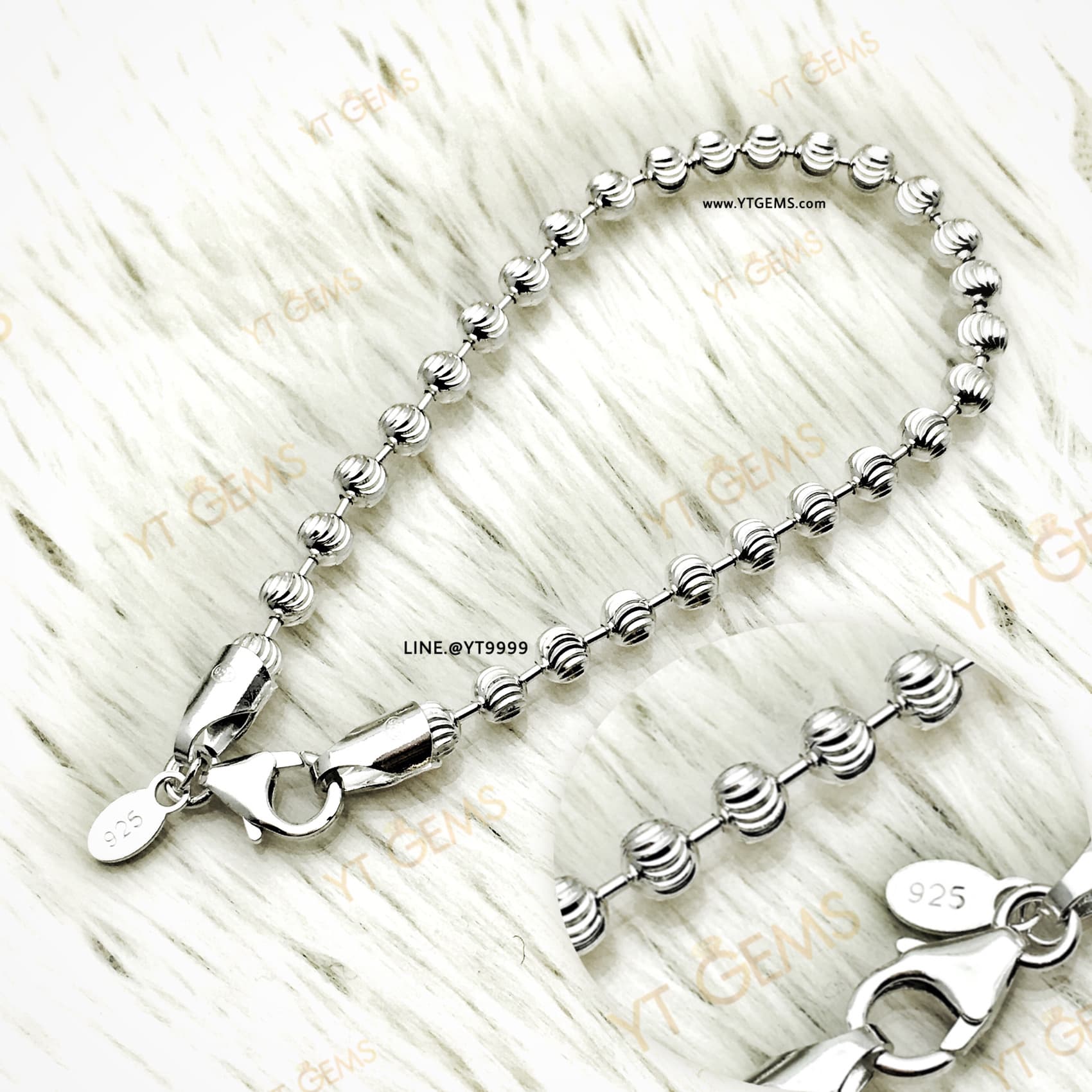 สร้อยข้อมือเงินแท้ ลายอิตาลี 4 มม. YTG-11524 YTGEMS whole