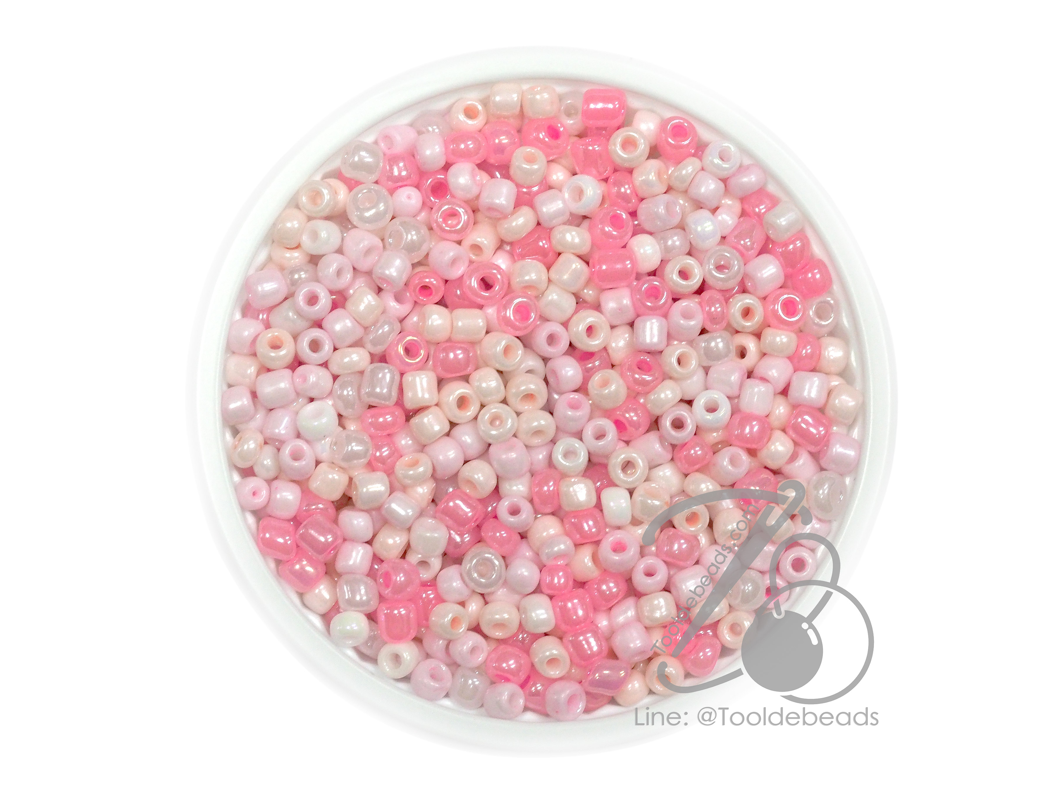 OK Brand ลูกปัดเม็ดทราย 8/0 โทนมุก สีชมพูแคนดี้ (100 กรัม) SKU-14761