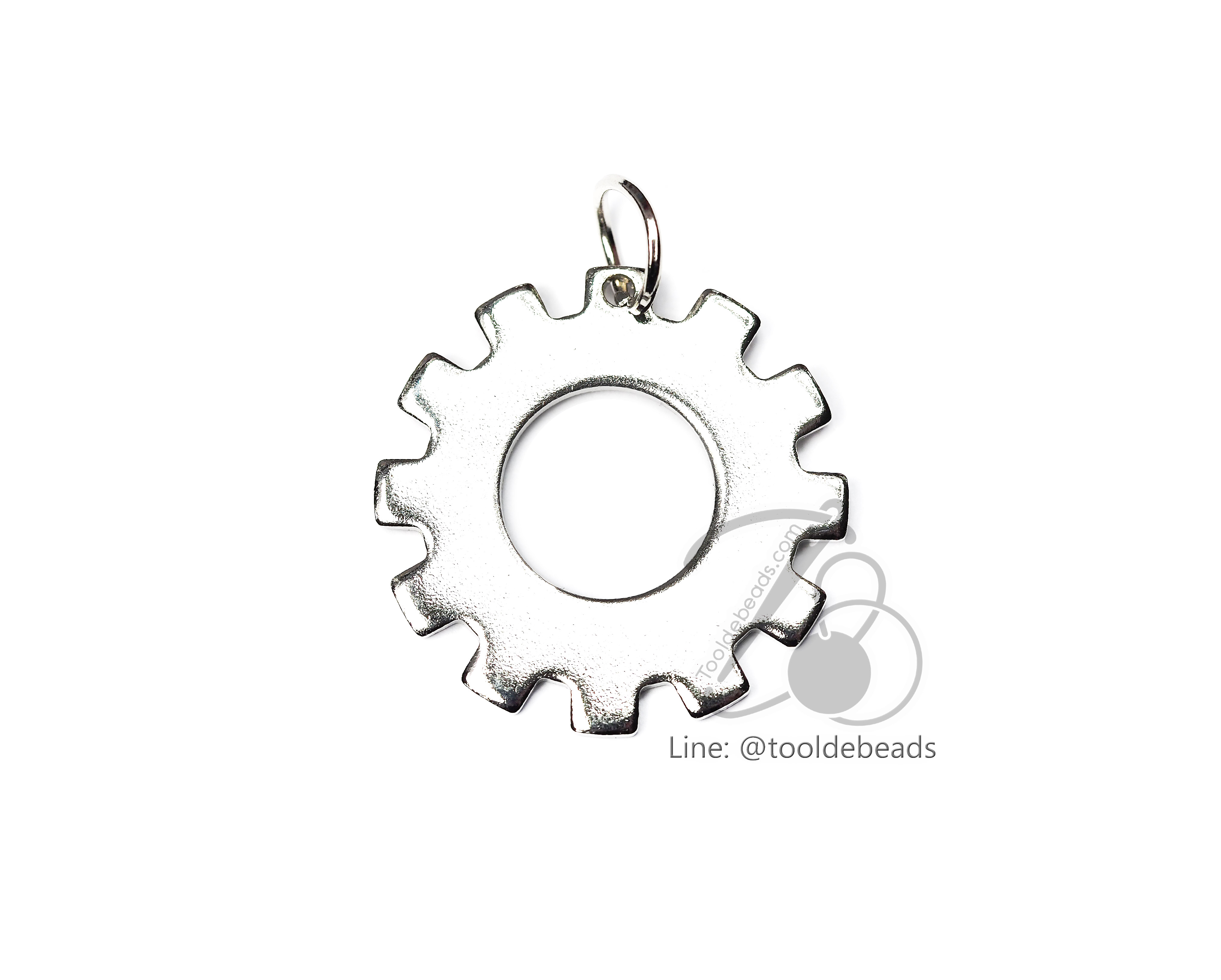 จี้เหล็ก 266 22มม. ลายเกียร์ สีเงิน (1 ชิ้น) SKU-00730