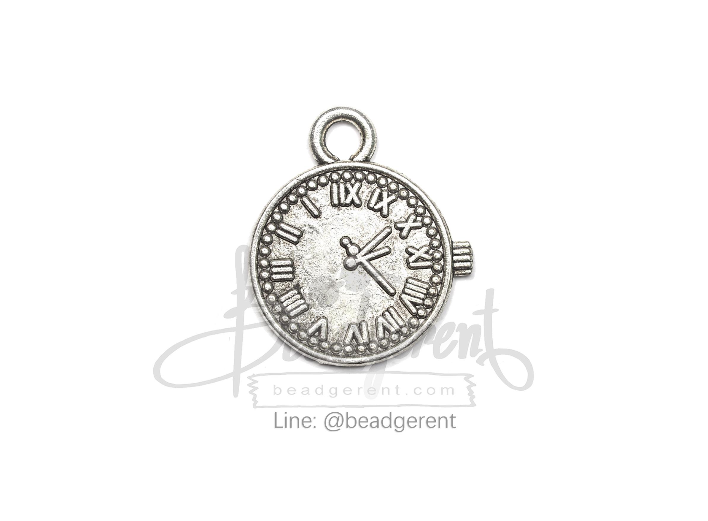 ลูกปัดโรเดียม 111 14มม. ลายนาฬิกา (1 ชิ้น) SKU-03283