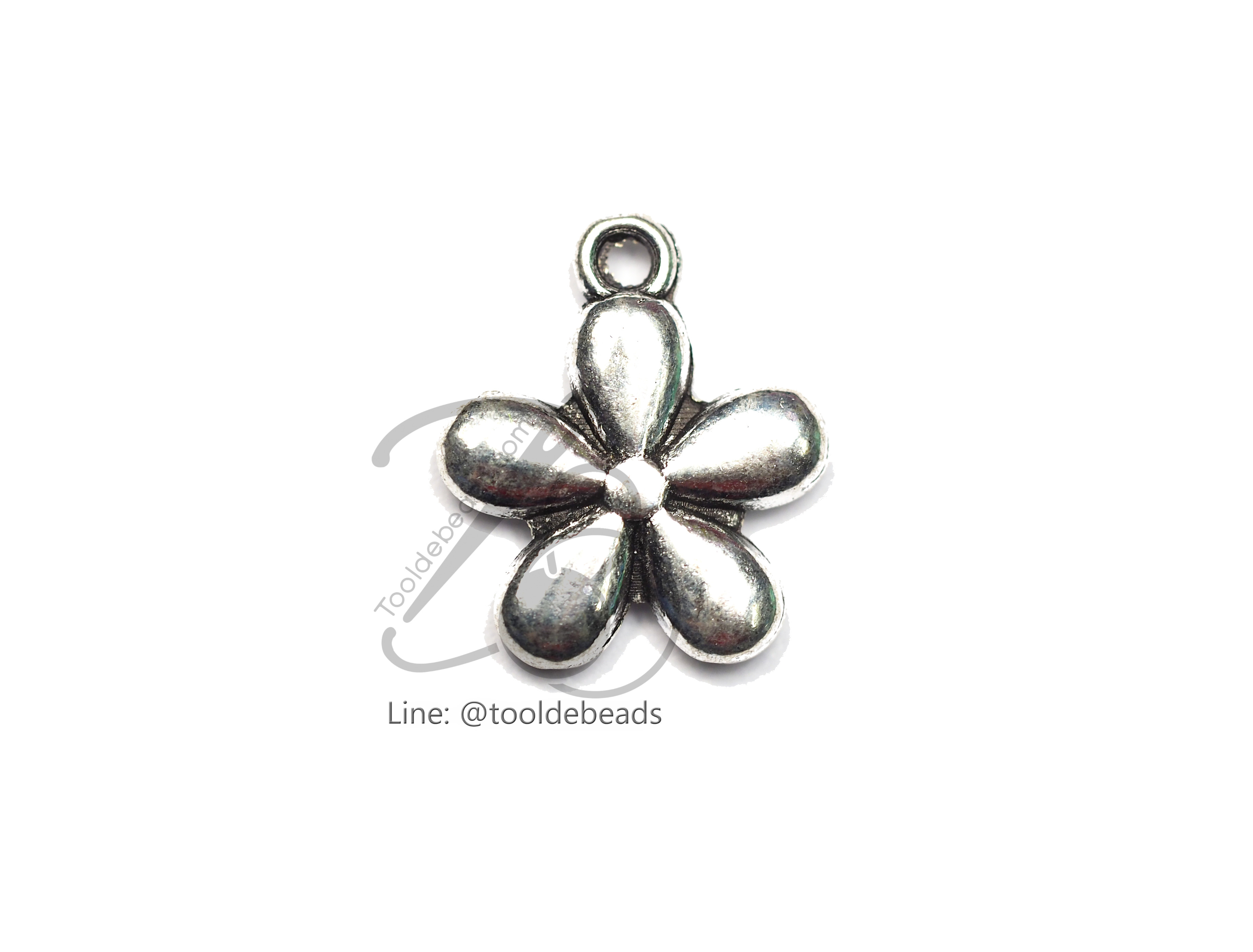 ลูกปัดโรเดียม 115 10มม. ลายดอกไม้ (1 ชิ้น) SKU-03266