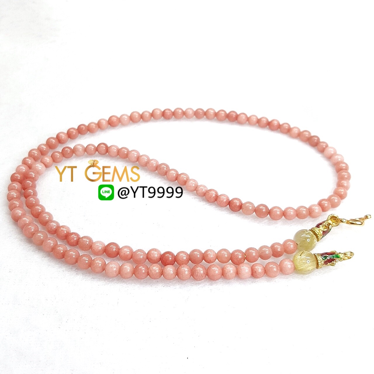 สร้อยคอหินมงคล โรโดไนท์แท้ ยาว 52 เซนติเมตร ขนาด 4 มิลลิเมตร YTG-7179 YTGEMS