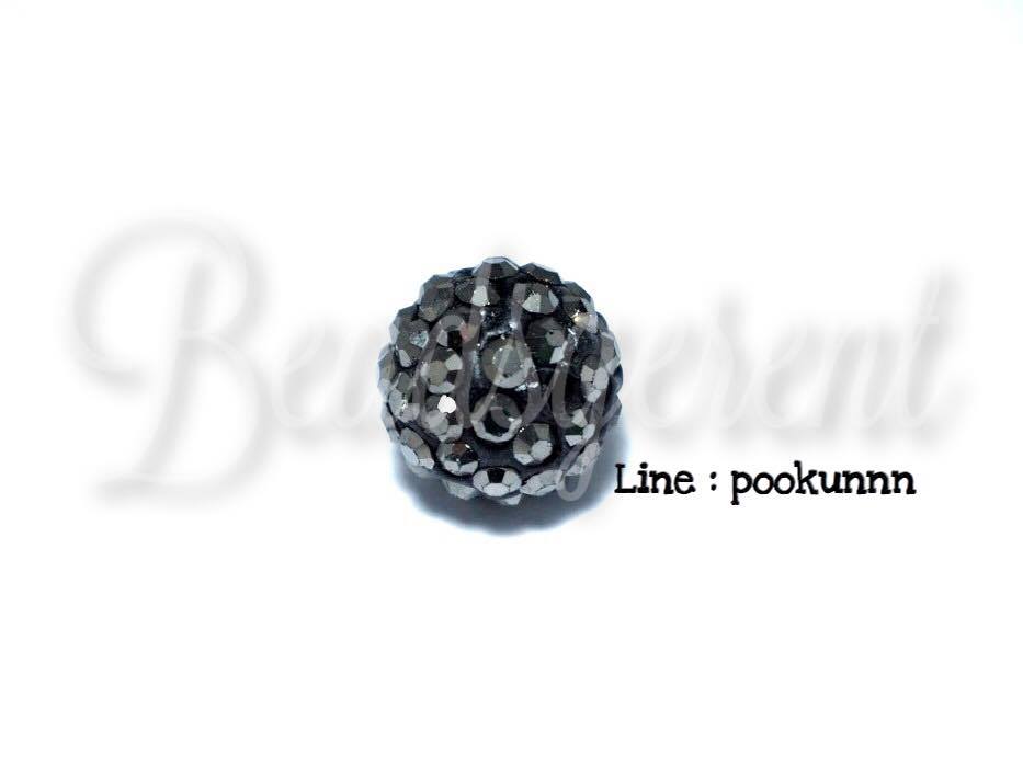 ลูกปัดฝังเพชร 12มม. สีเทา (1 ชิ้น) SKU-01579