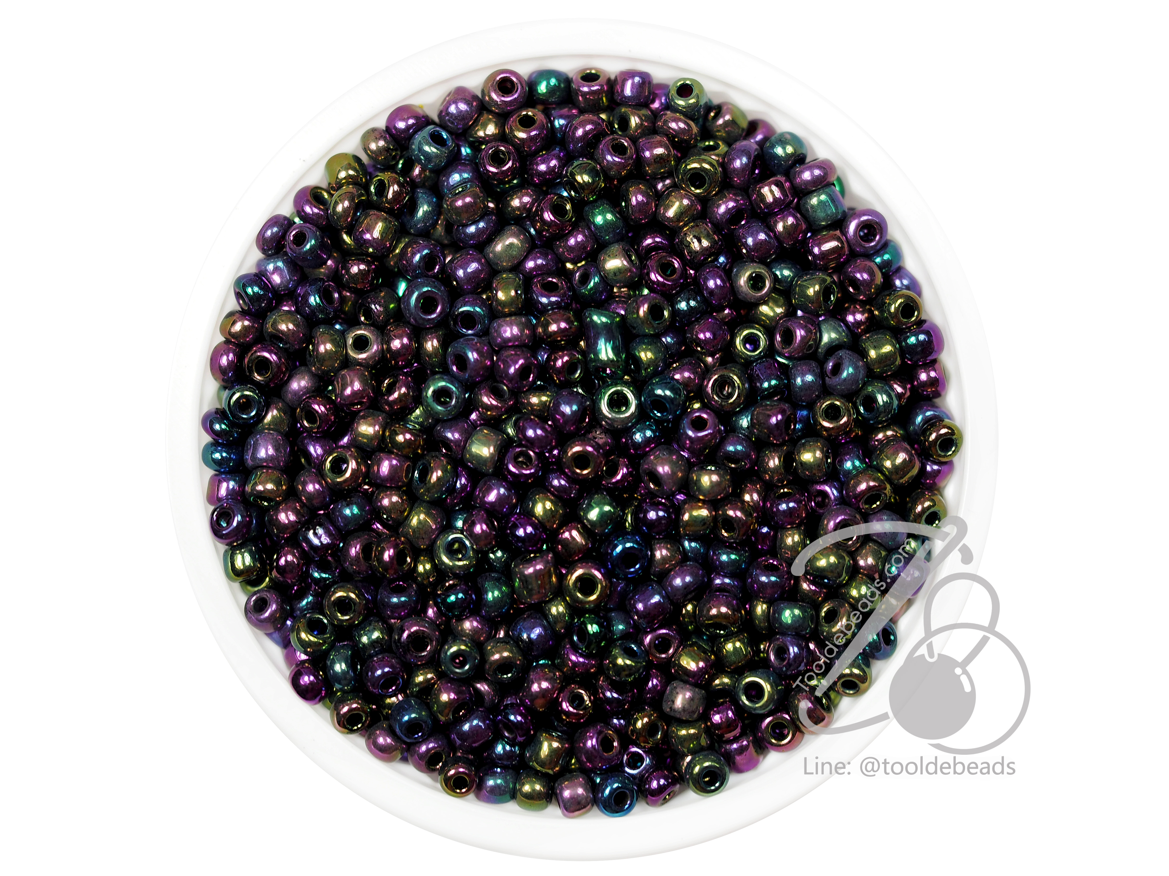 ลูกปัดเม็ดทราย 8/0 โทนรุ้ง สีดำ (450 กรัม) SKU-04006