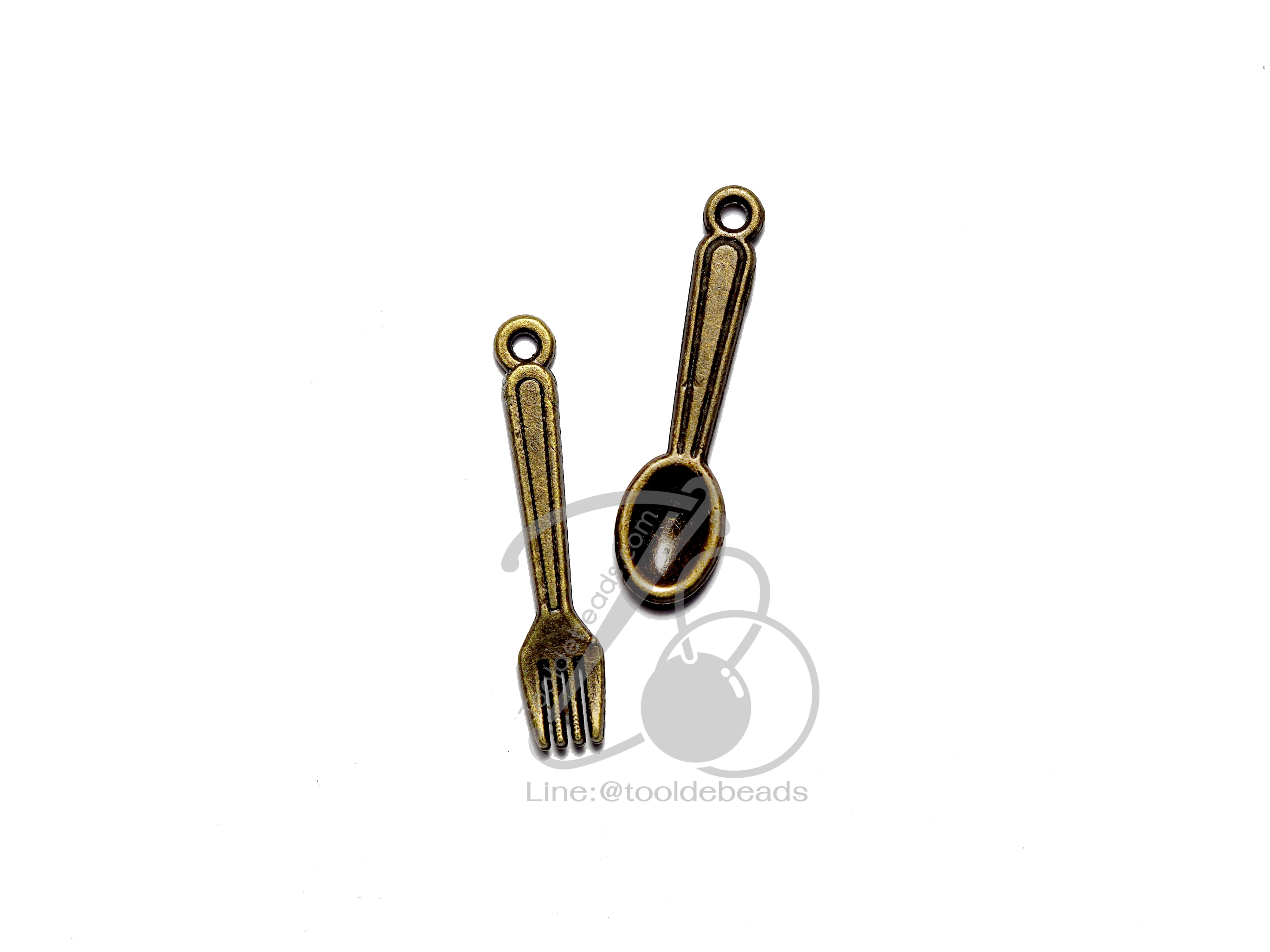 จี้เหล็ก 486 6*24มม. ลายช้อน-ส้อม สีสนิม (2 ชิ้น) SKU-06063