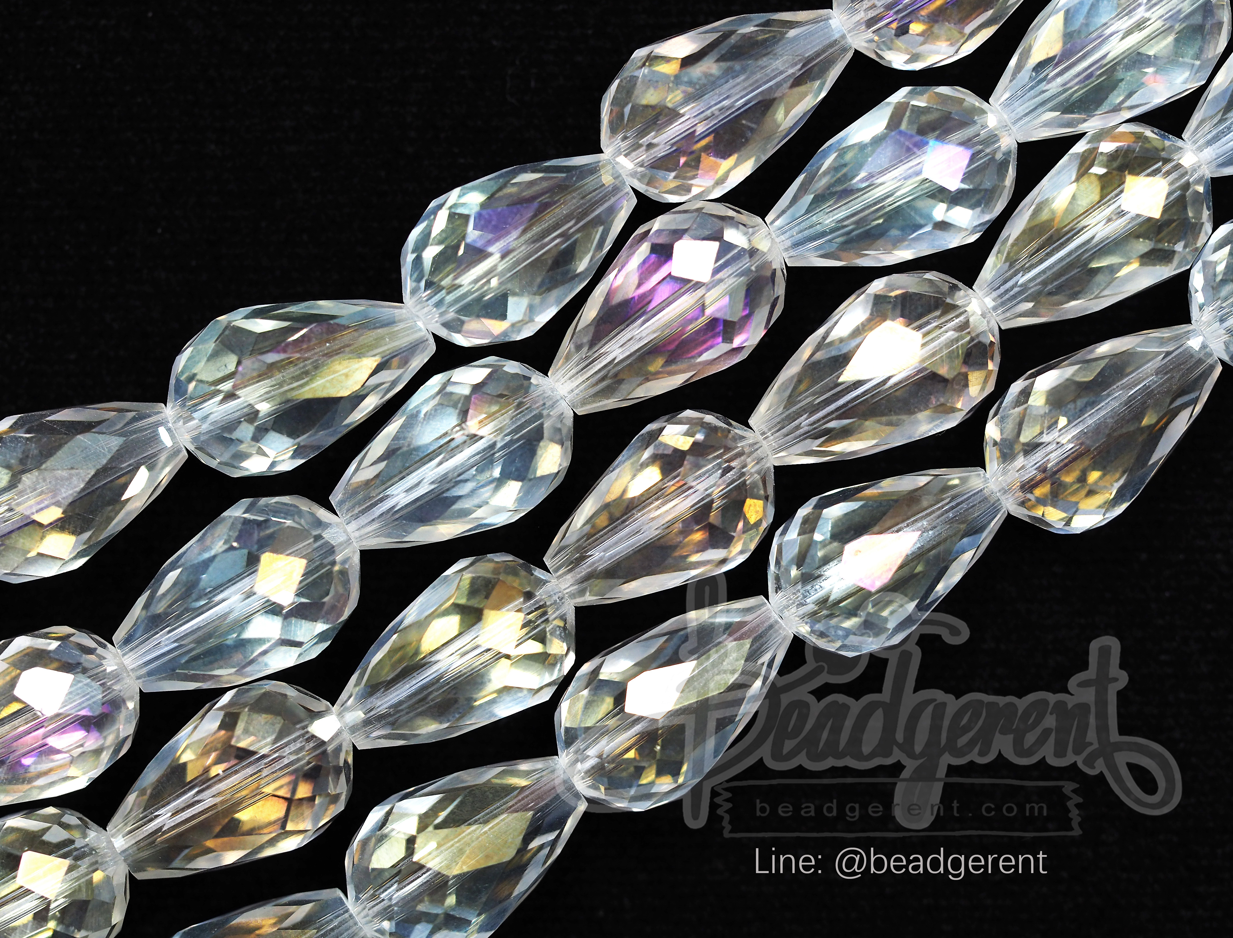 คริสตัลโมดาห์ 10*16มม. สีขาว (40 เม็ด) SKU-02721