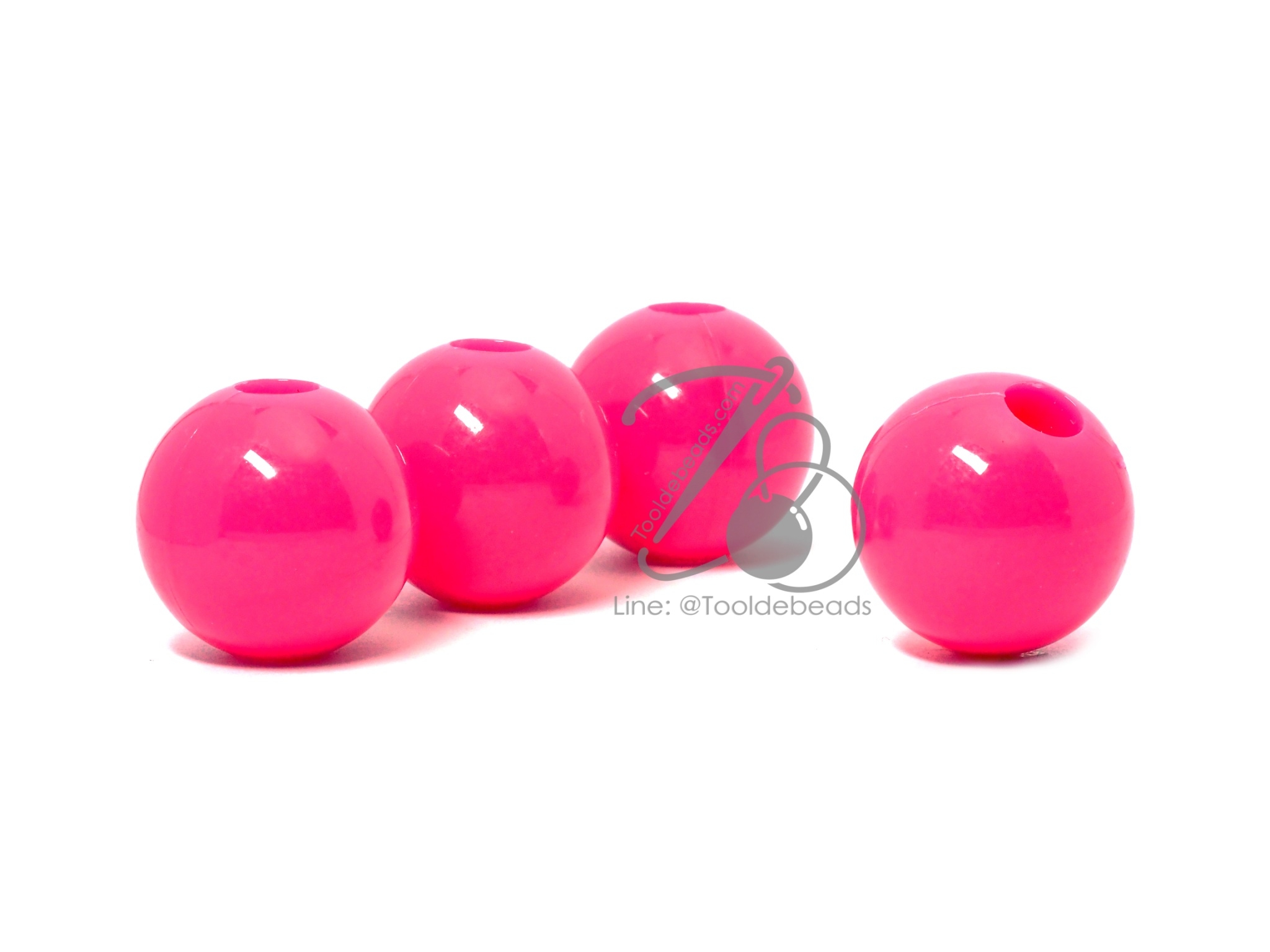 ลูกปัดลูกชิ้น 25มม. สีสด (50 ชิ้น) SKU-09186