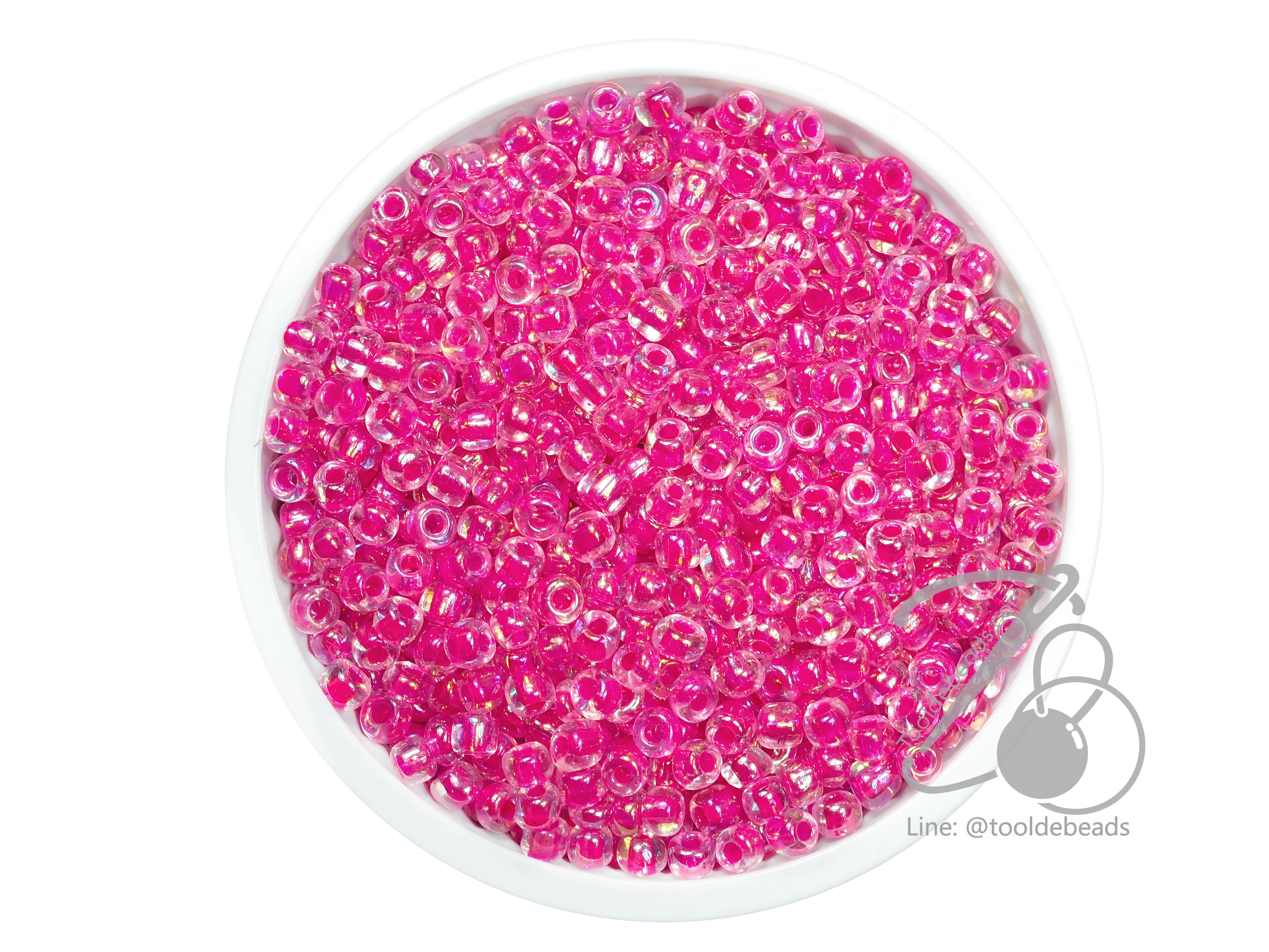 ลูกปัดเม็ดทราย 8/0 สอดไส้ สีบานเย็น (100 กรัม) SKU-03921