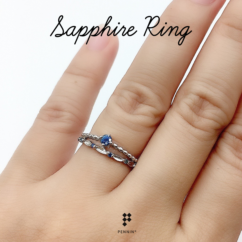 Little Miss Ring : แหวนไพลินซ้อนสองชั้น ดีไซน์มินิมอลน่ารัก พลอยแท้จากจันทบุรี เงินแท้ชุบทองขาว