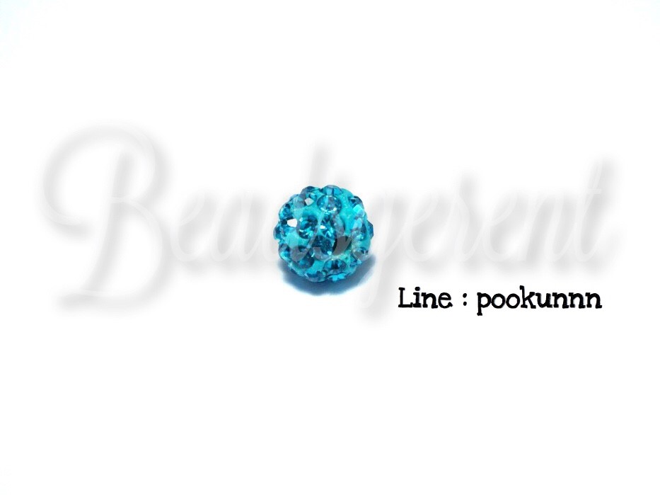 ลูกปัดฝังเพชร 8มม. สีฟ้า (1 ชิ้น) SKU-01607