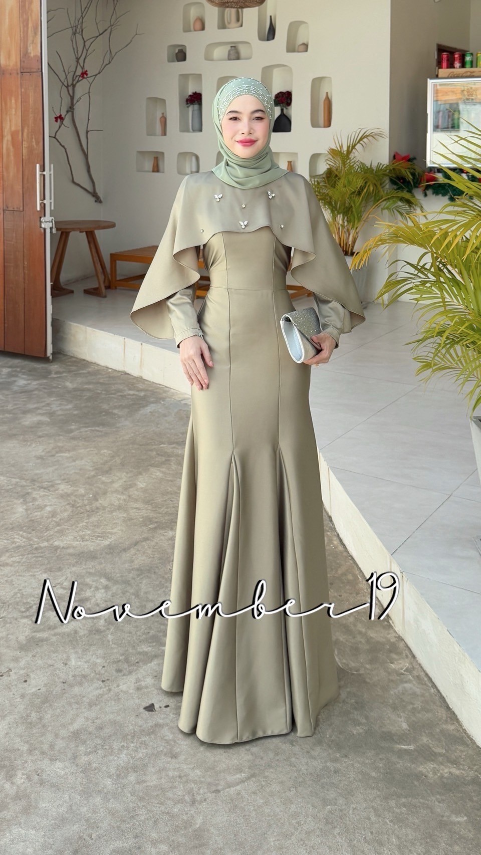 เดรสออกงาน ชุดอิสลามผู้หญิง เดรสมุสลิม รุ่นแอนโทนเนีย เดรสเพื่อนเจ้าสาว ชุดใส่รายอ ชุดนิกะห์ Dressmuslim