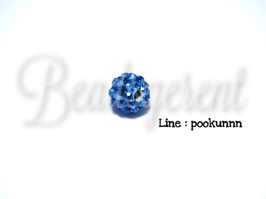 ลูกปัดฝังเพชร 8มม. สีฟ้าจืด (1 ชิ้น) SKU-01600