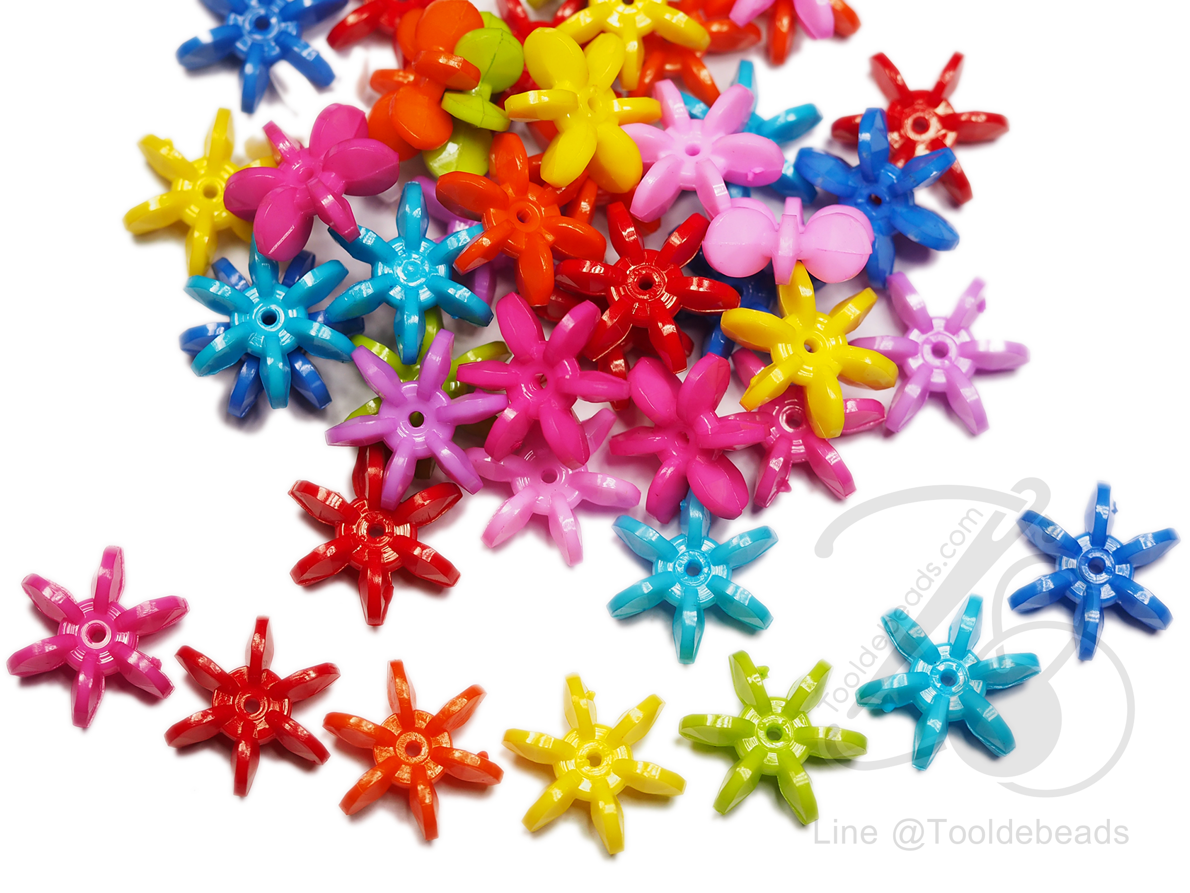 ลูกปัดอะคริลิค 18มม. ลายหิมะ คละสีสด (100 กรัม) SKU-05159