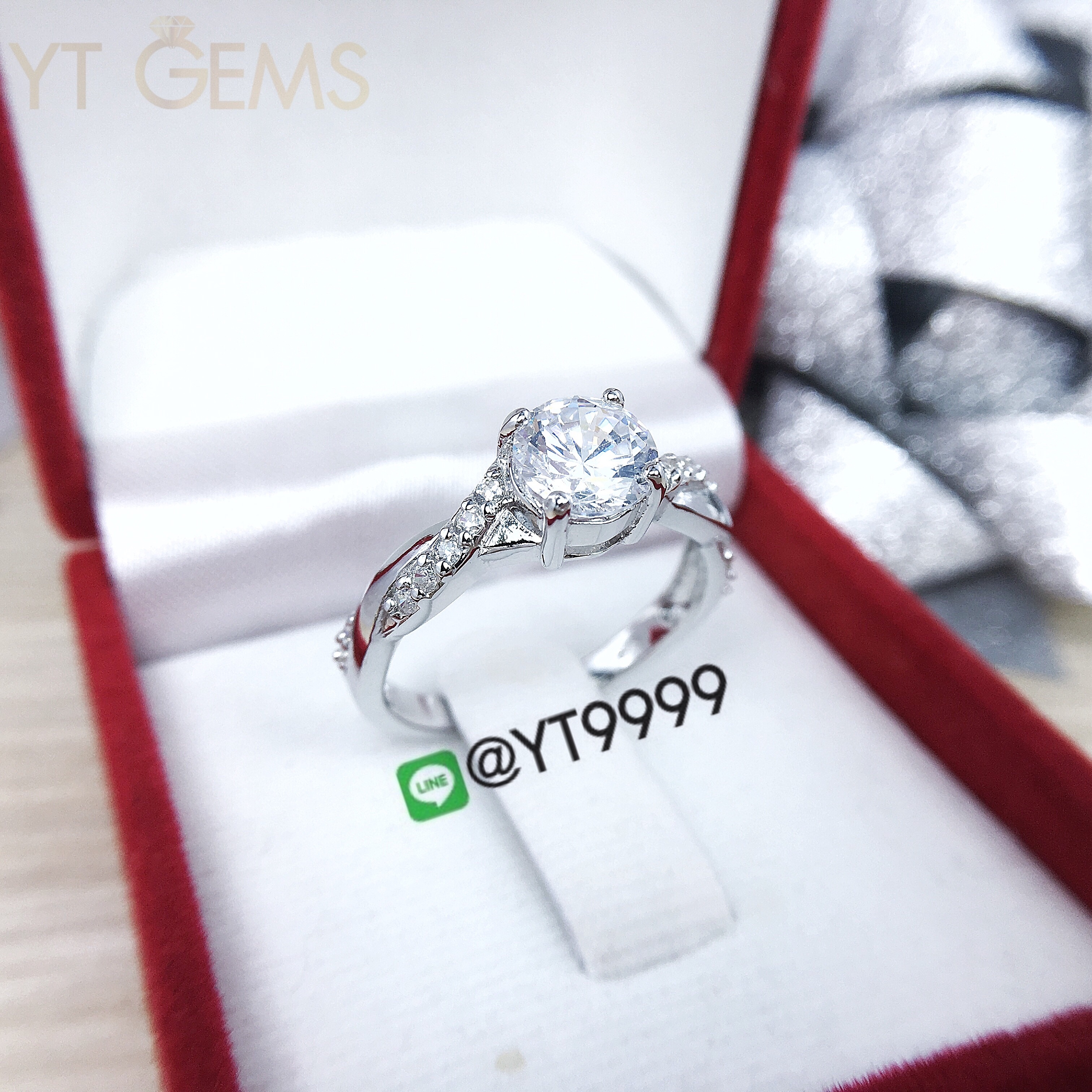 แหวนเพชร แหวนเงินแท้ ชุบทองคำขาว เพชร Swiss YTG-3079 YTGEMS